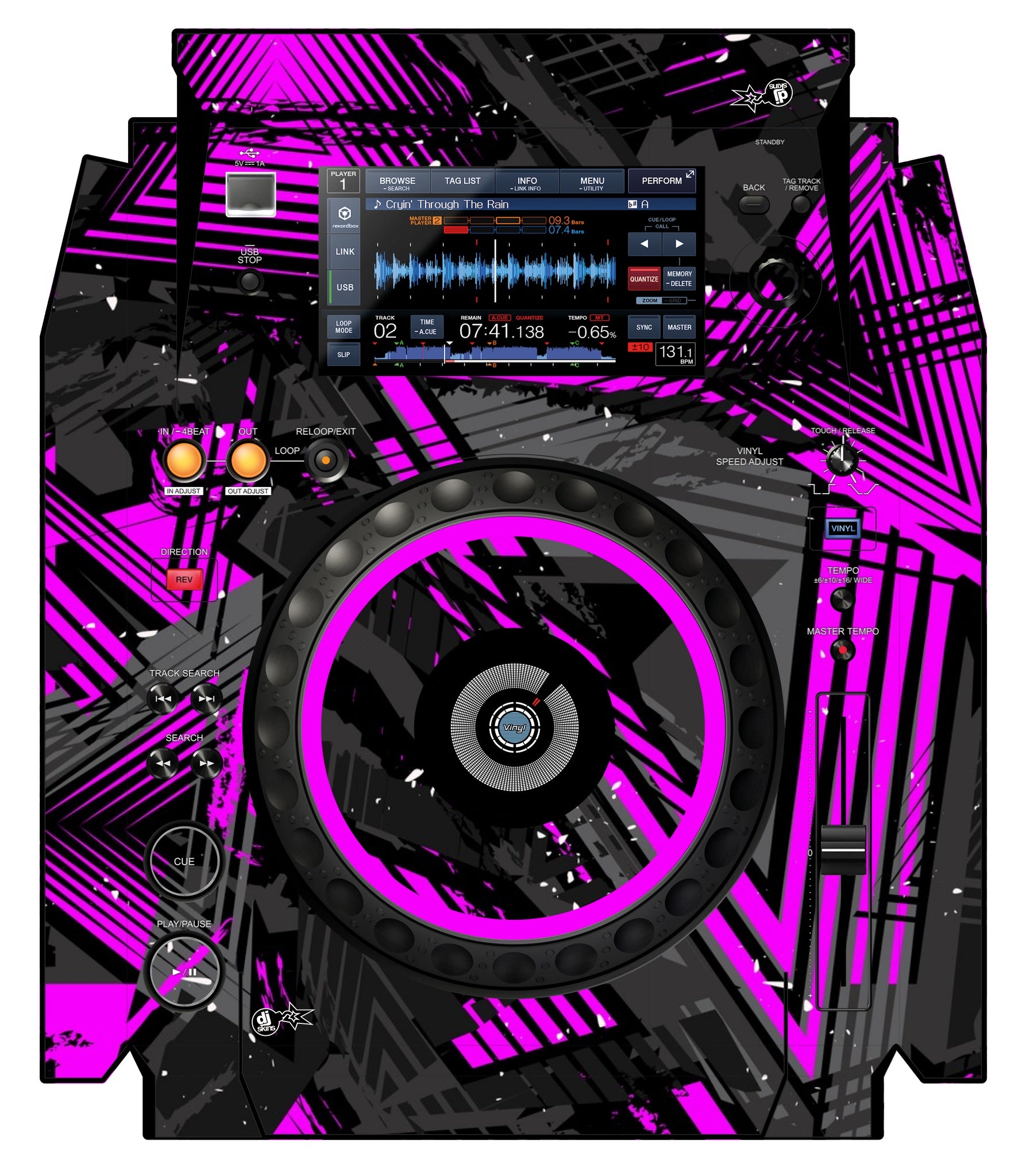 Pioneer DJ XDJ 1000 Skin Ridge Pink