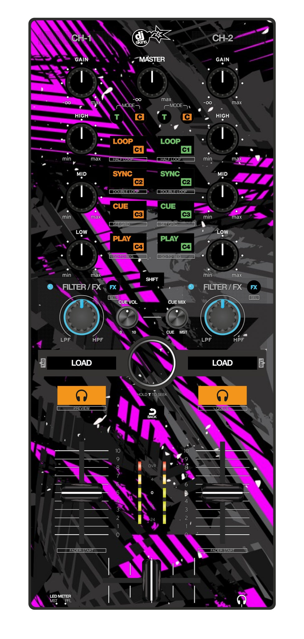 Reloop Mixtour Skin Ridge Pink