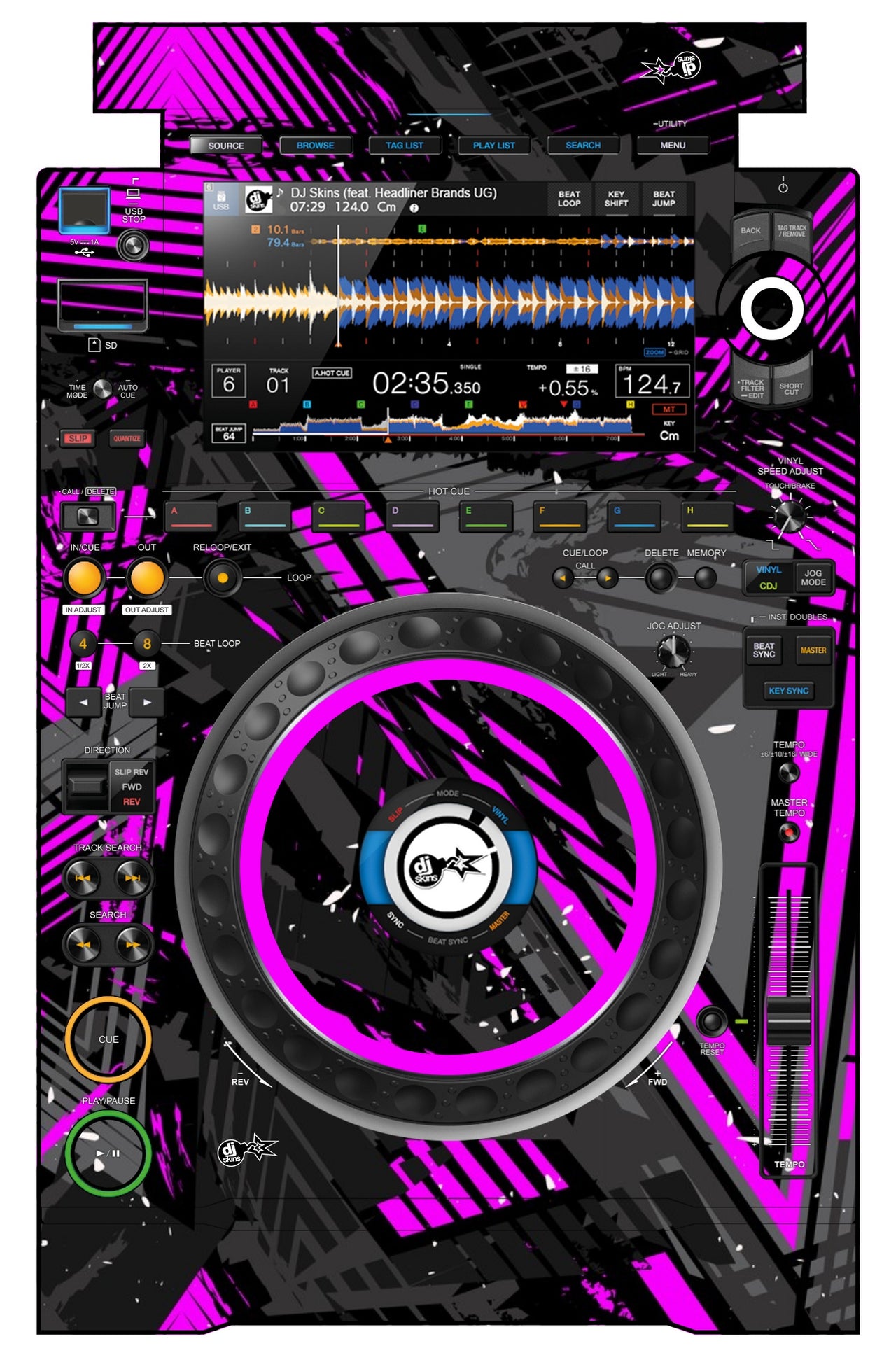 Pioneer DJ CDJ 3000 Skin Ridge Pink