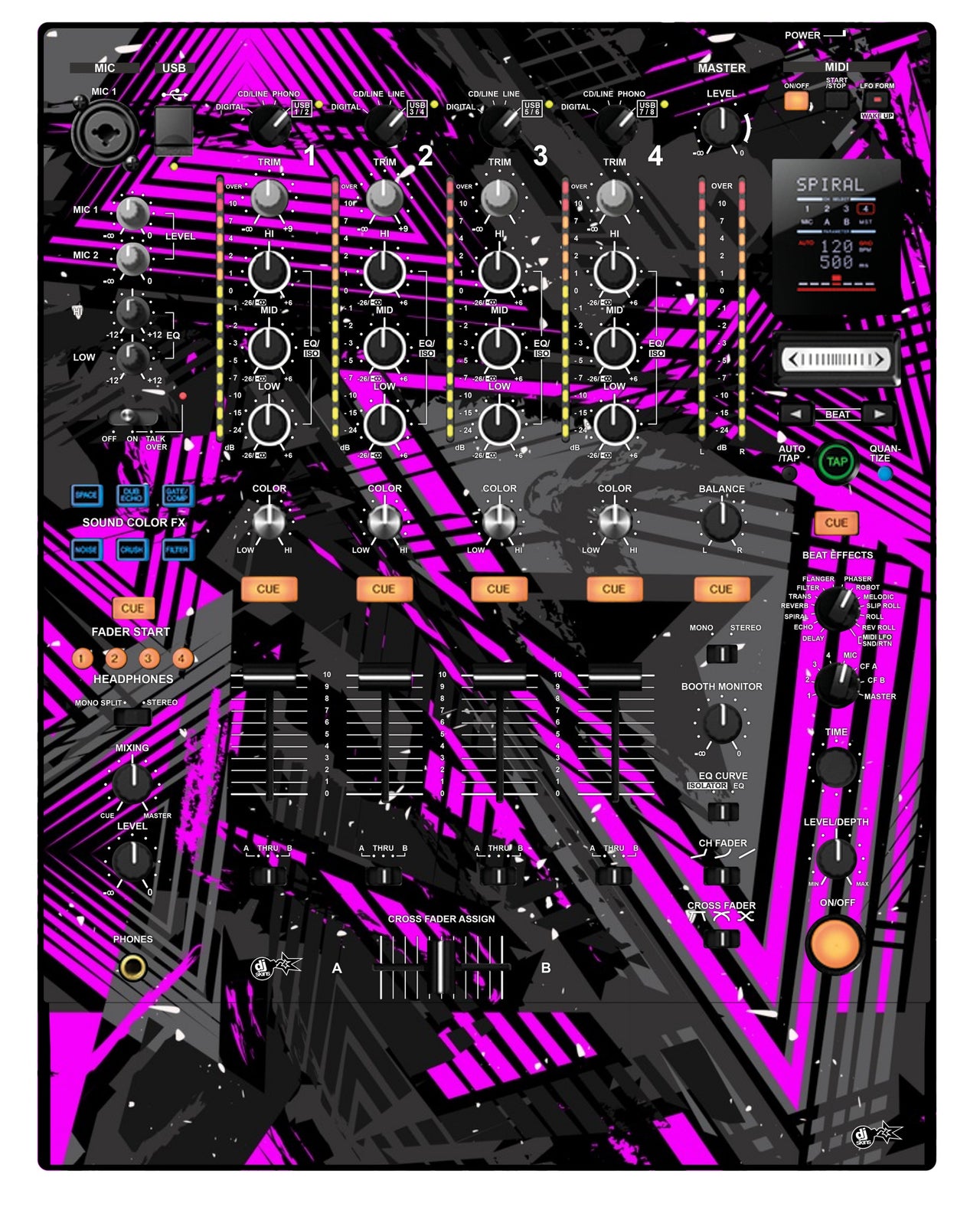 Pink Rdg DJ Skins® Pioneer DJ DJM 900 NEXUS Skin Ridge Pink