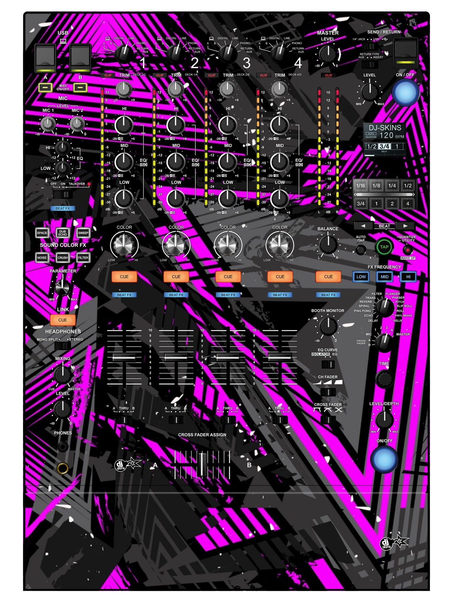 Pioneer DJ DJM 900 NEXUS 2 Skin Ridge Pink