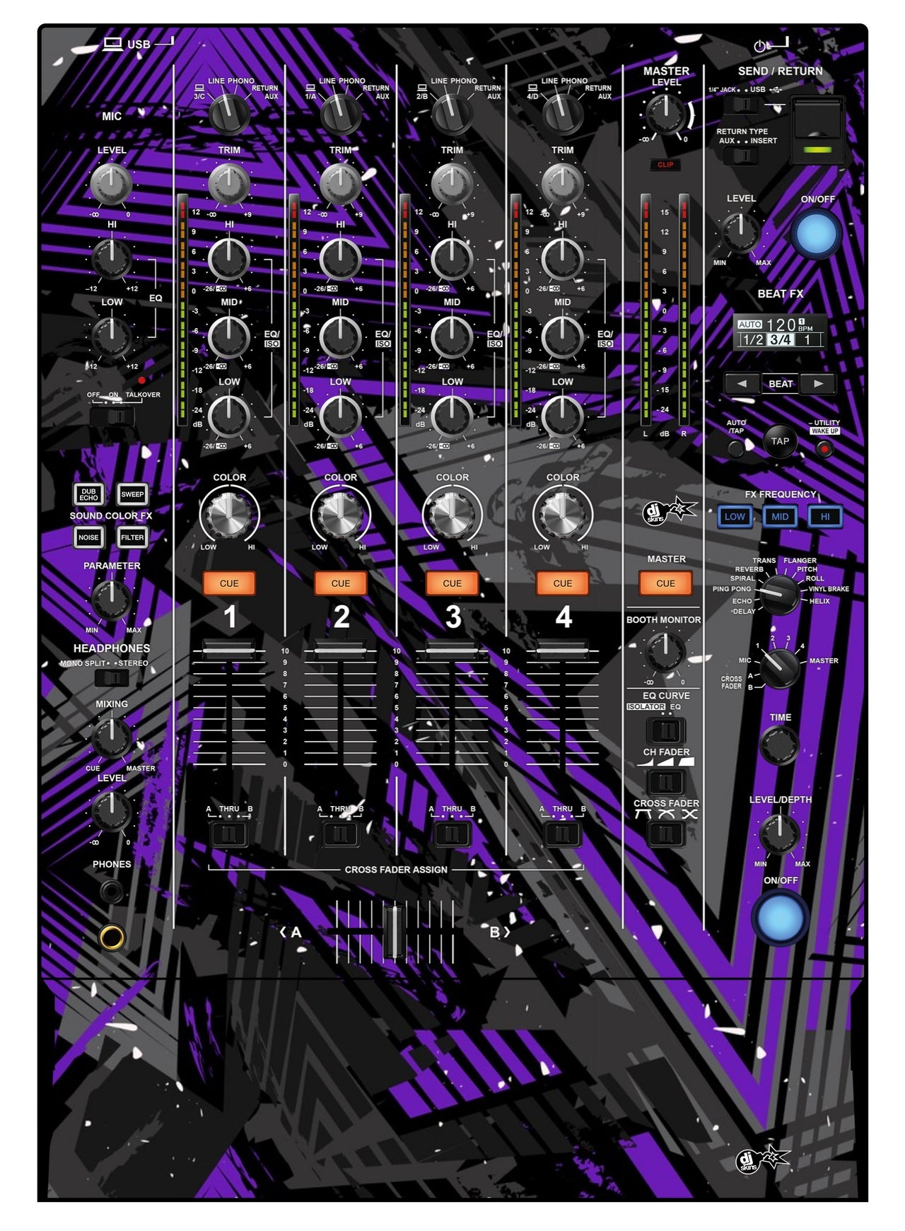 Pioneer DJ DJM 750 MK2 Skin Ridge Purple