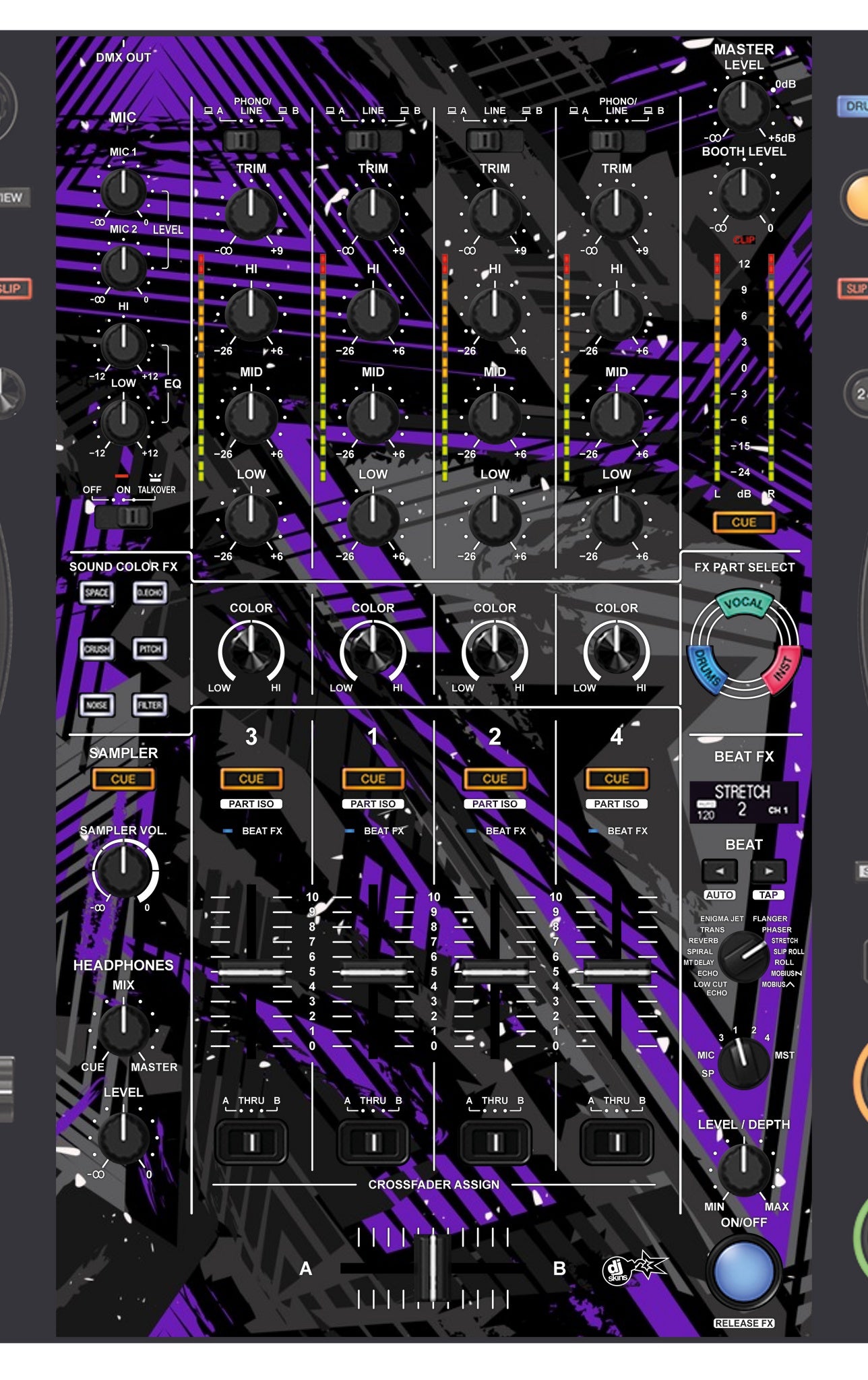 Pioneer DJ DDJ FLX10 MIXER Skin Ridge Purple