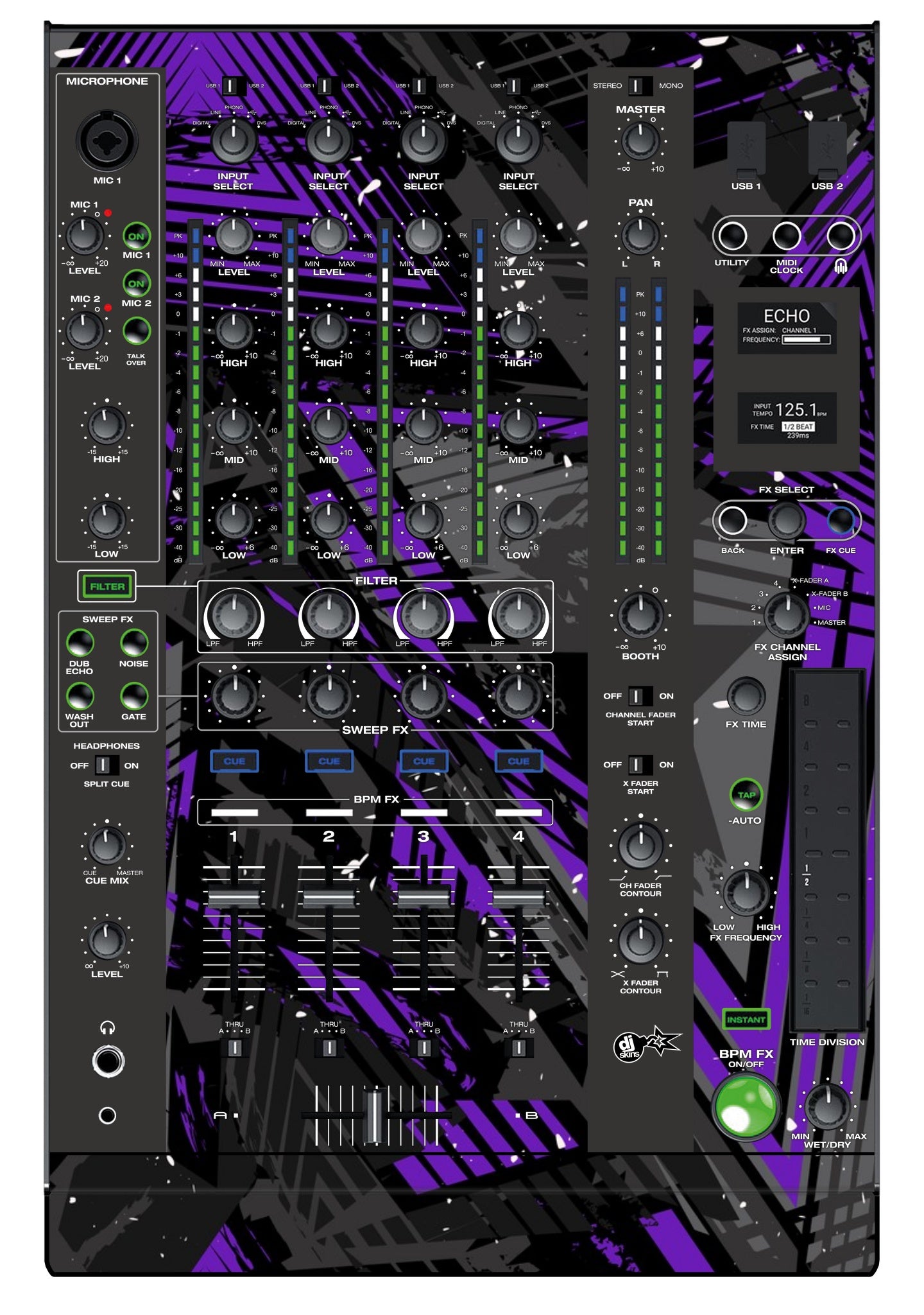 Denon DJ X 1800 Skin Ridge Purple