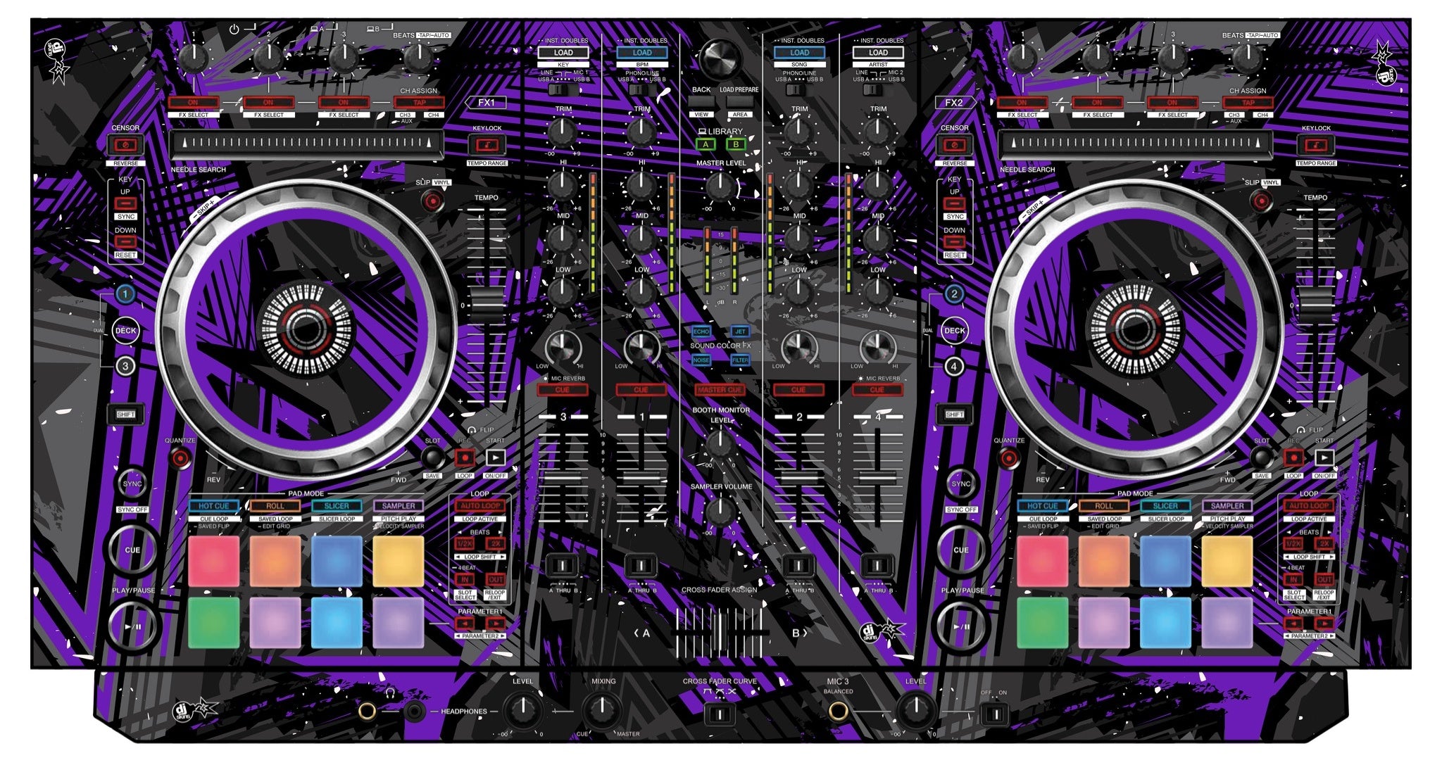 Pioneer DJ DDJ SX 3 Skin Ridge Purple