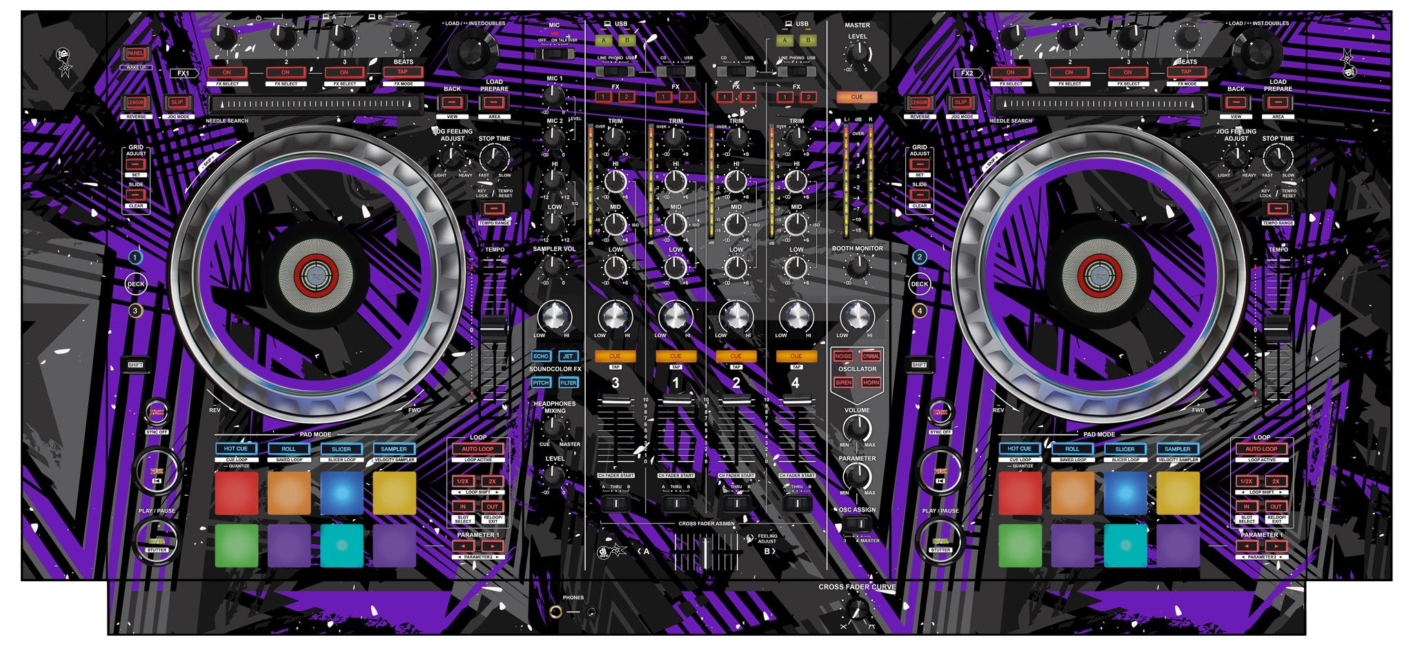 Pioneer DJ DDJ SZ Skin Ridge Purple