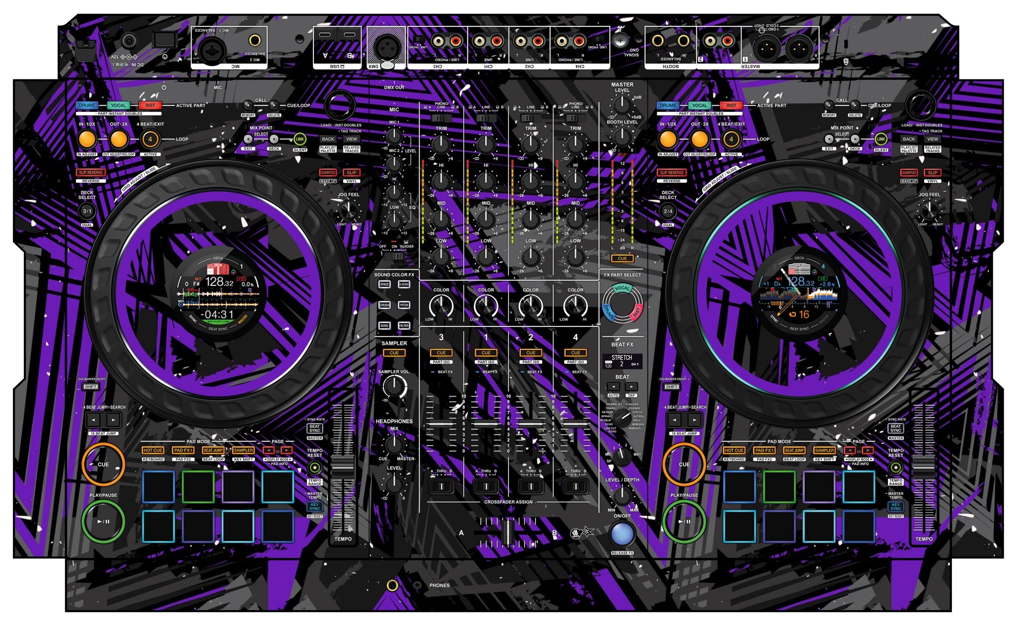 Pioneer DJ DDJ FLX10 Skin Ridge Purple