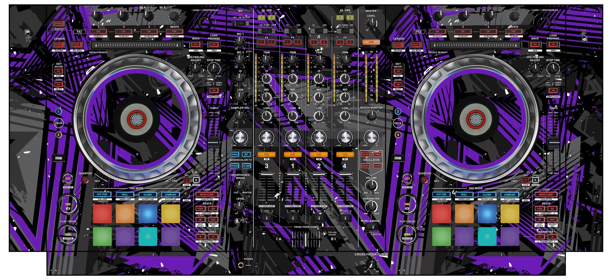 Pioneer DJ DDJ SZ 2 Skin Ridge Purple