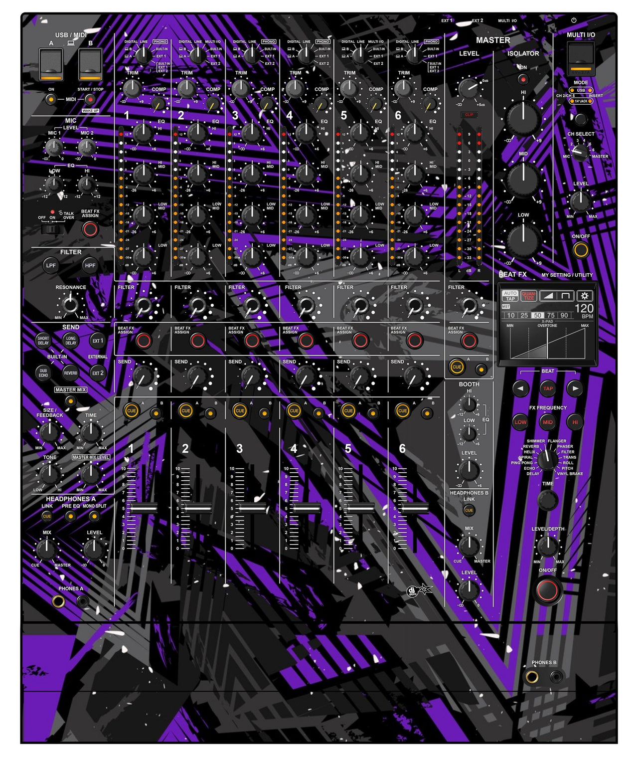 Pioneer DJ DJM V10 LF Skin Ridge Purple