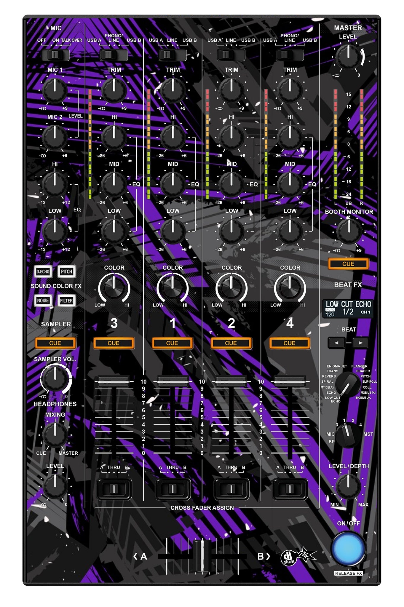 Pioneer DJ DDJ 1000 MIXER Skin Ridge Purple