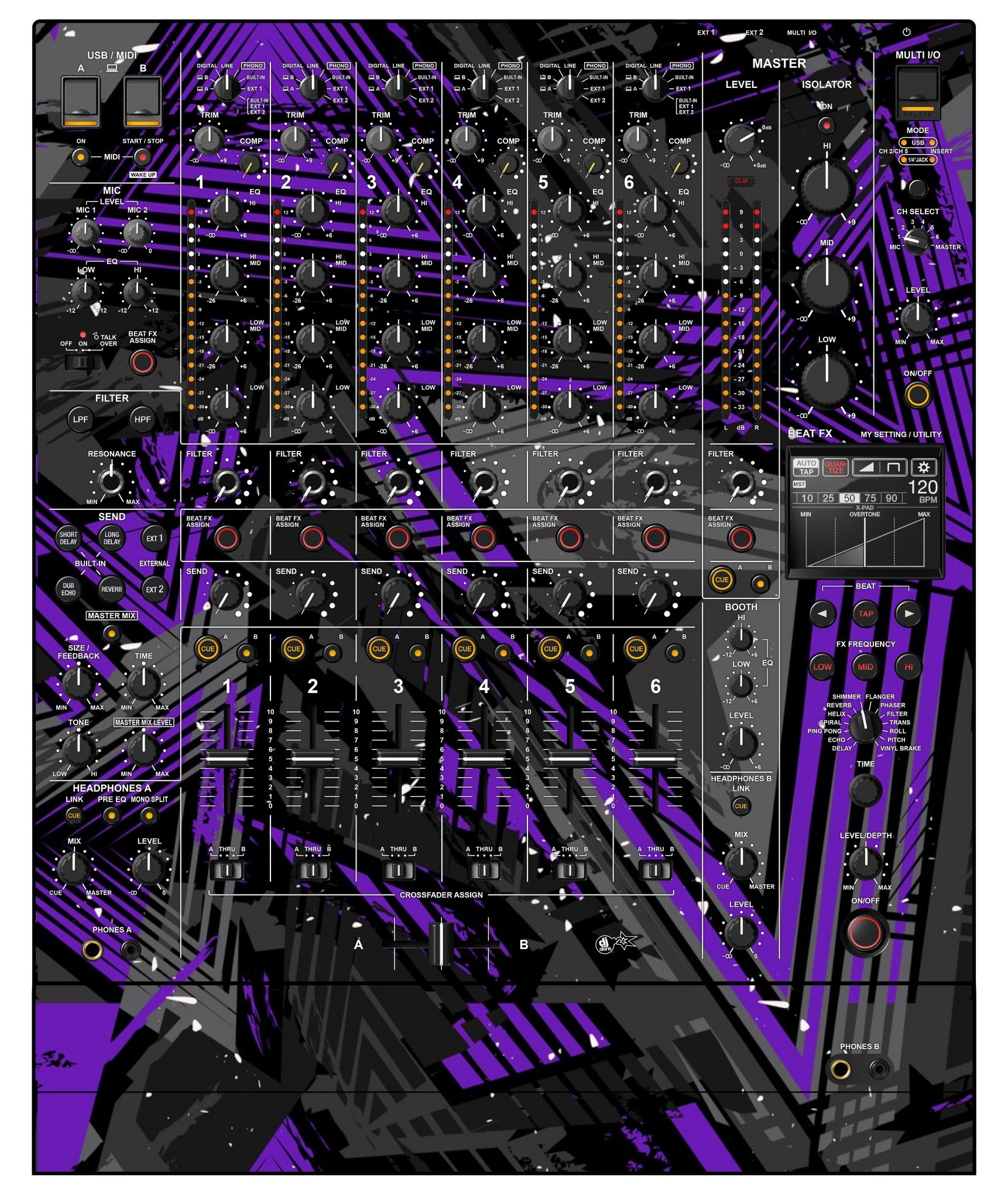 Pioneer DJ DJM V10 Skin Ridge Purple