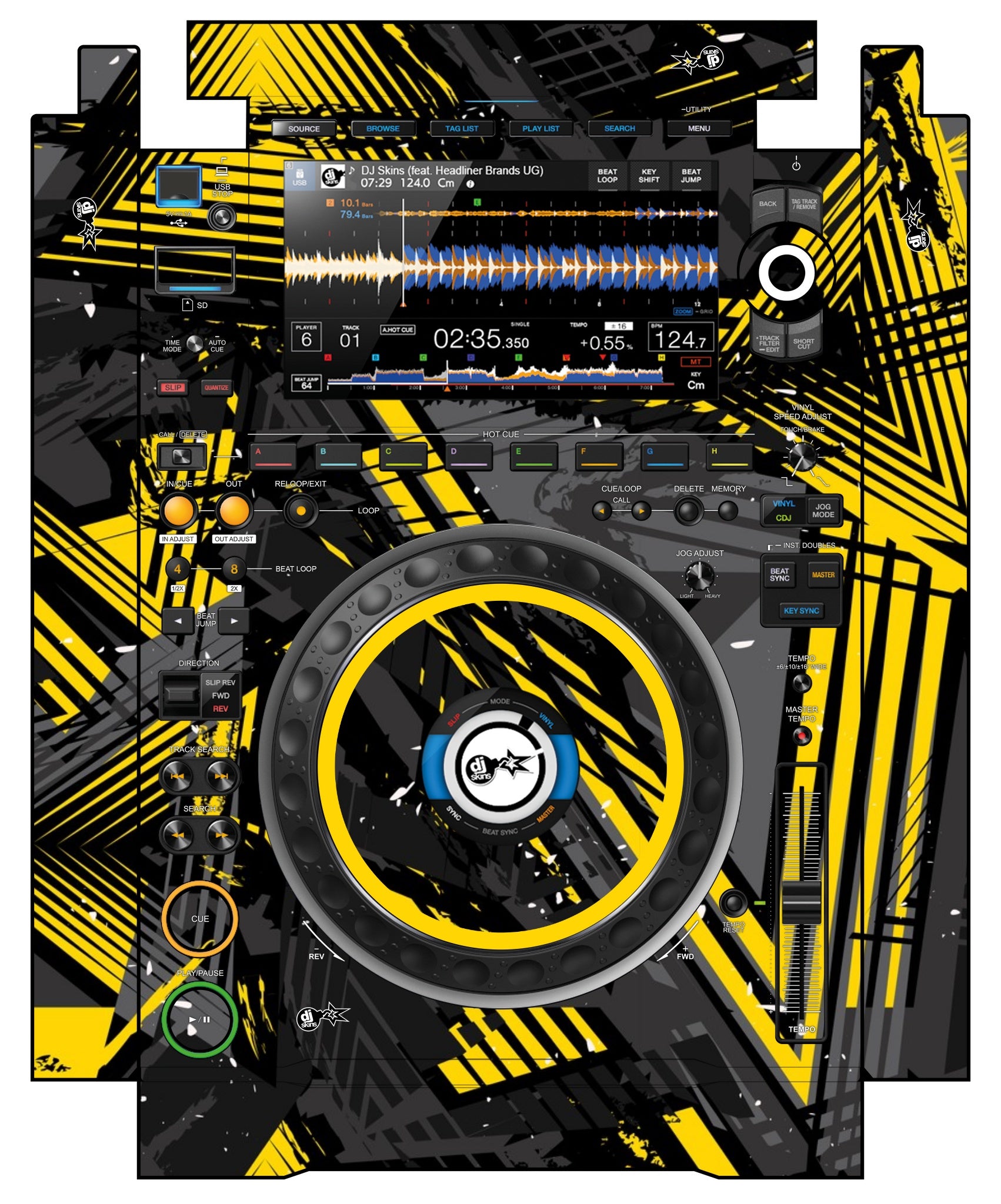 Pioneer DJ CDJ 3000 incl. SIDES Skin Ridge Yellow