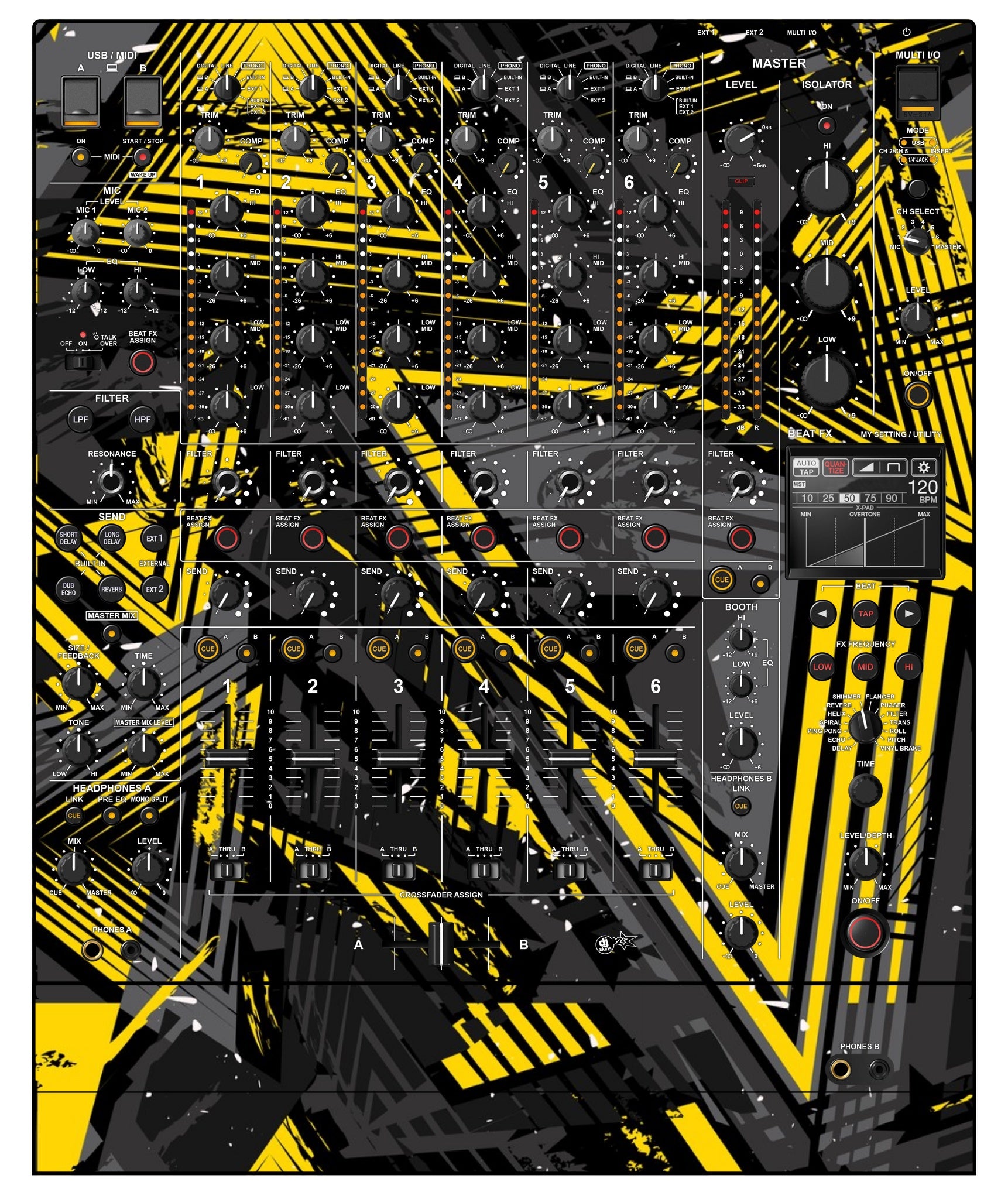 Pioneer DJ DJM V10 Skin Ridge Yellow