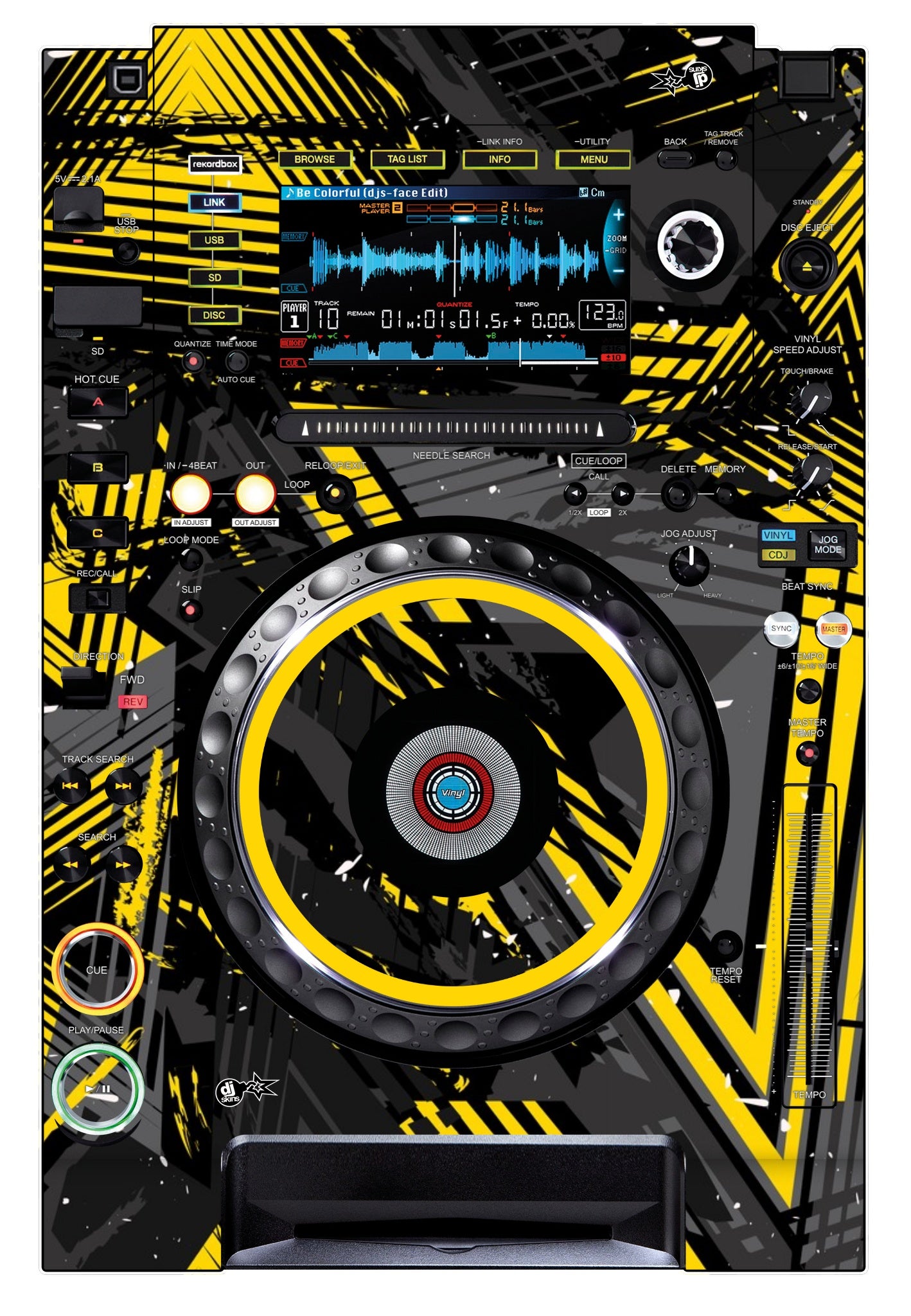 Pioneer DJ CDJ 2000 NEXUS Skin Ridge Yellow