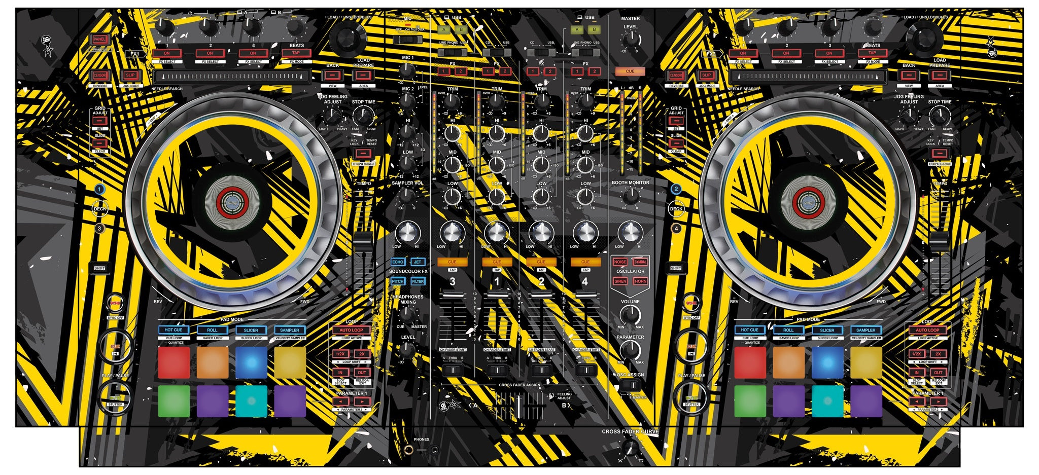 Pioneer DJ DDJ SZ Skin Ridge Yellow