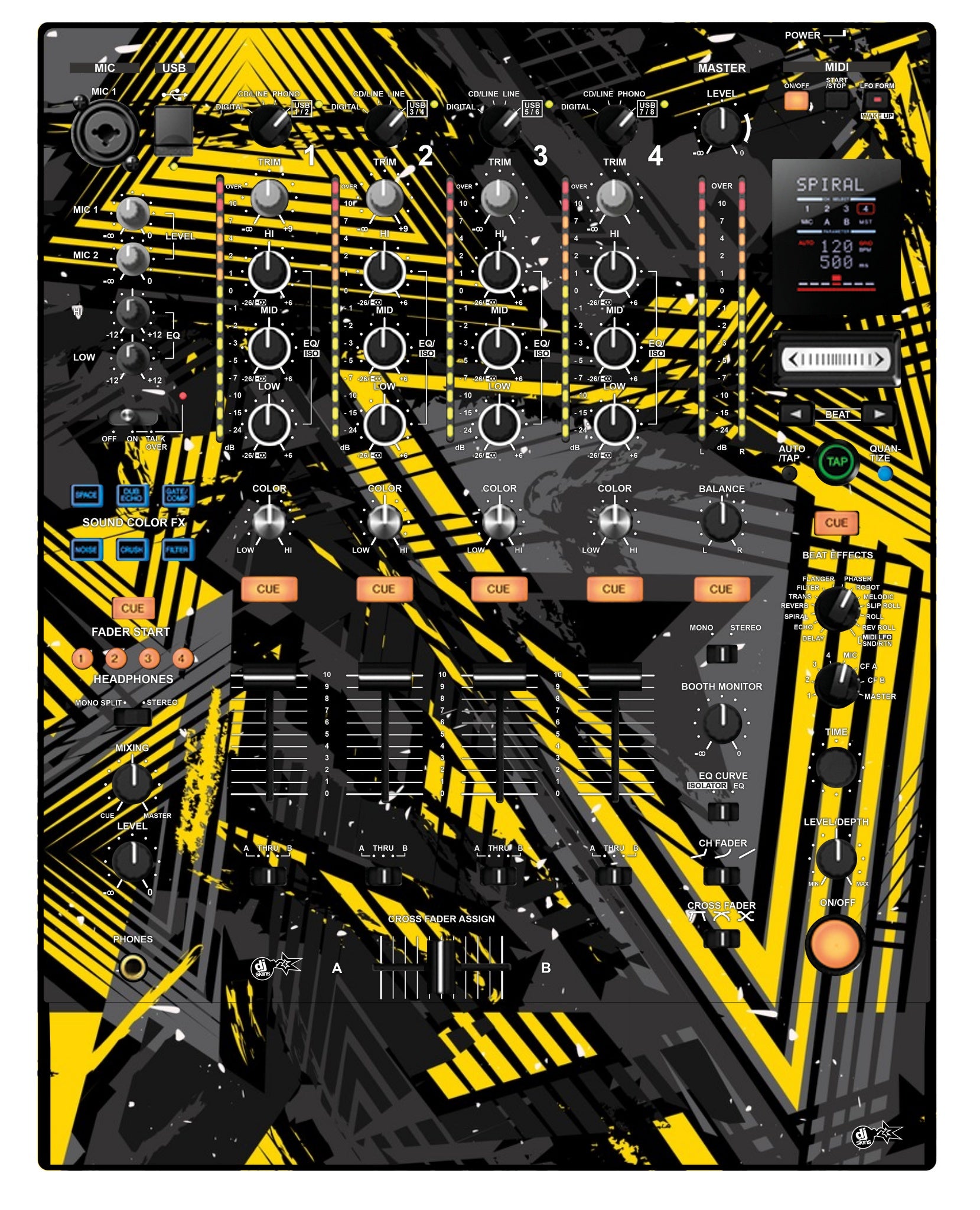 Pioneer DJ DJM 900 NEXUS Skin Ridge Yellow