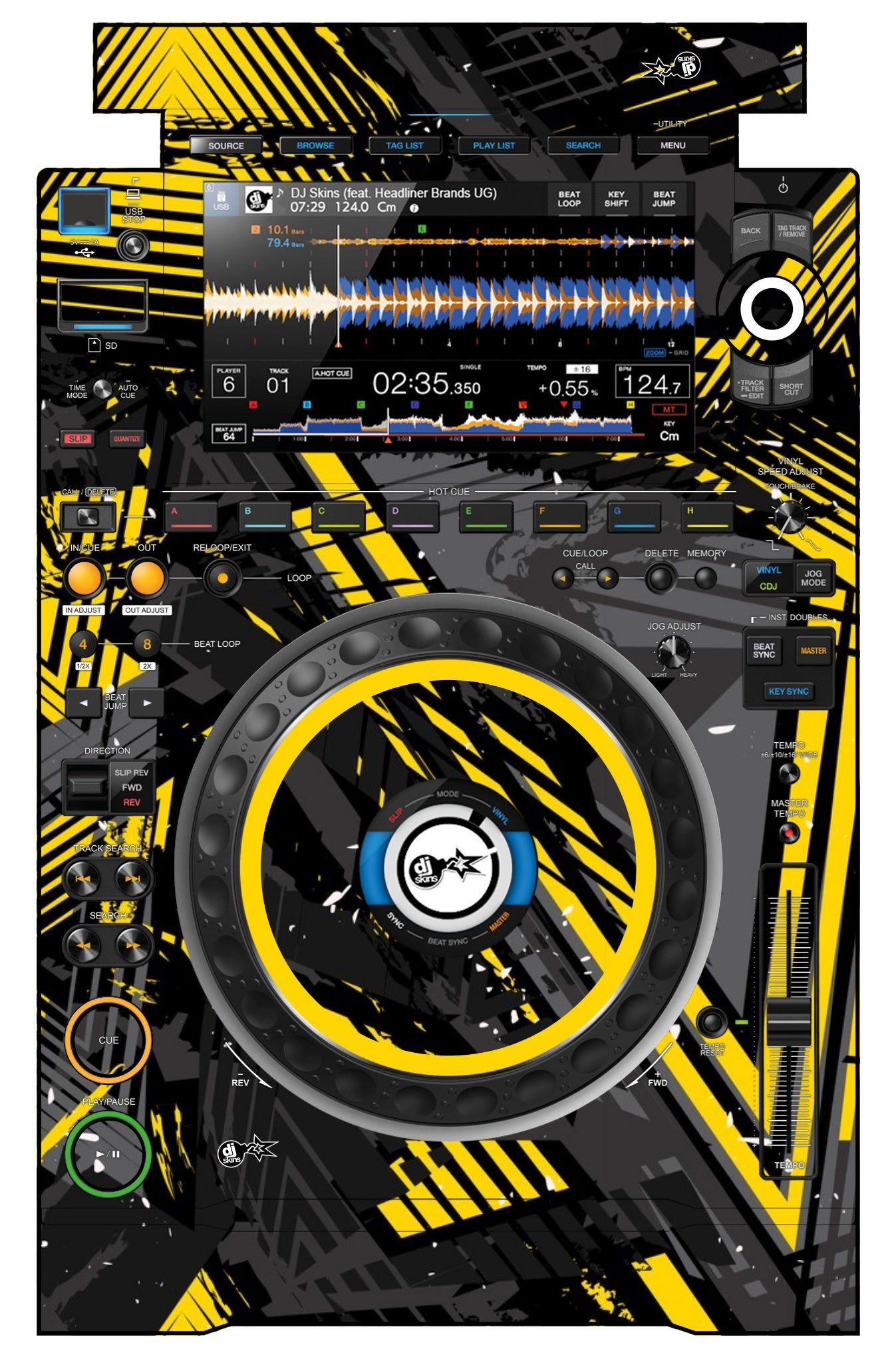 Pioneer DJ CDJ 3000 Skin Ridge Yellow