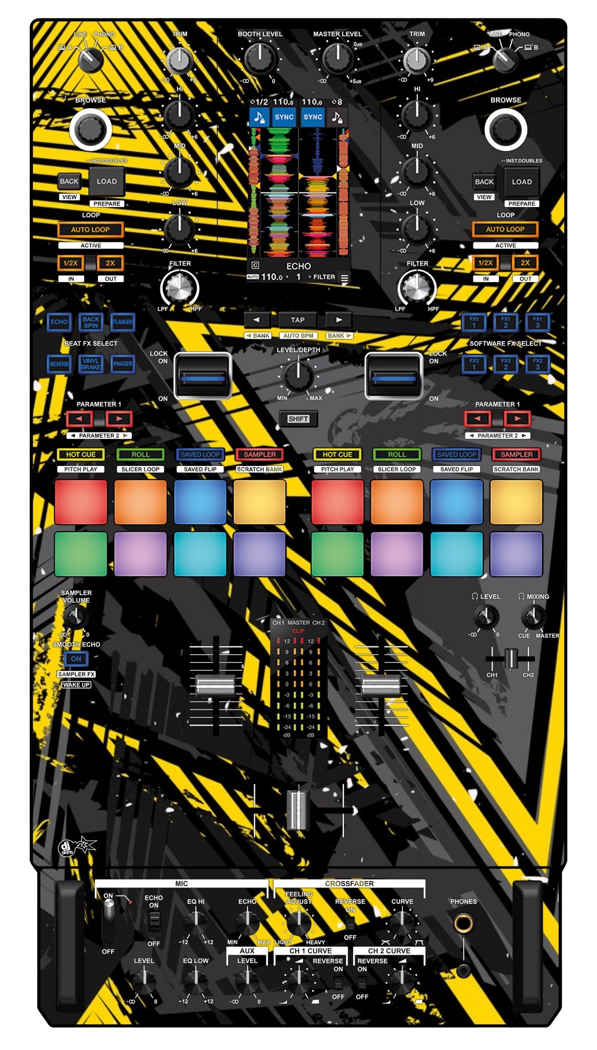 Pioneer DJ DJM S11 Skin Ridge Yellow