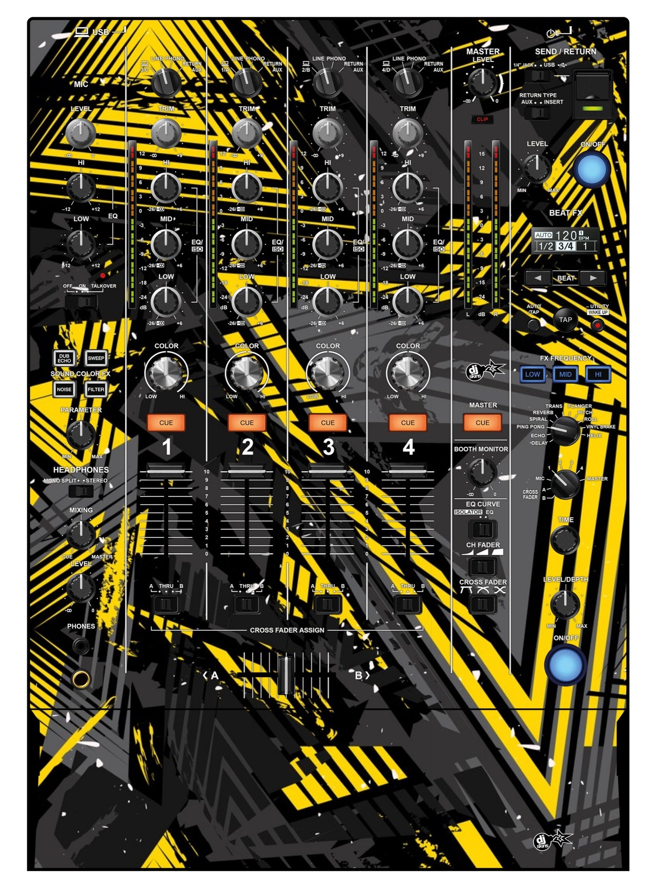 Pioneer DJ DJM 750 MK2 Skin Ridge Yellow