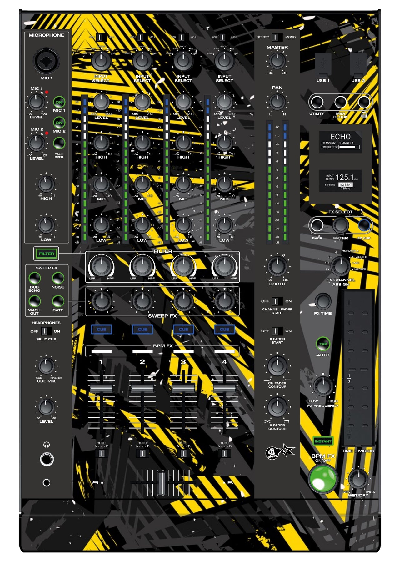 Denon DJ X 1800 Skin Ridge Yellow