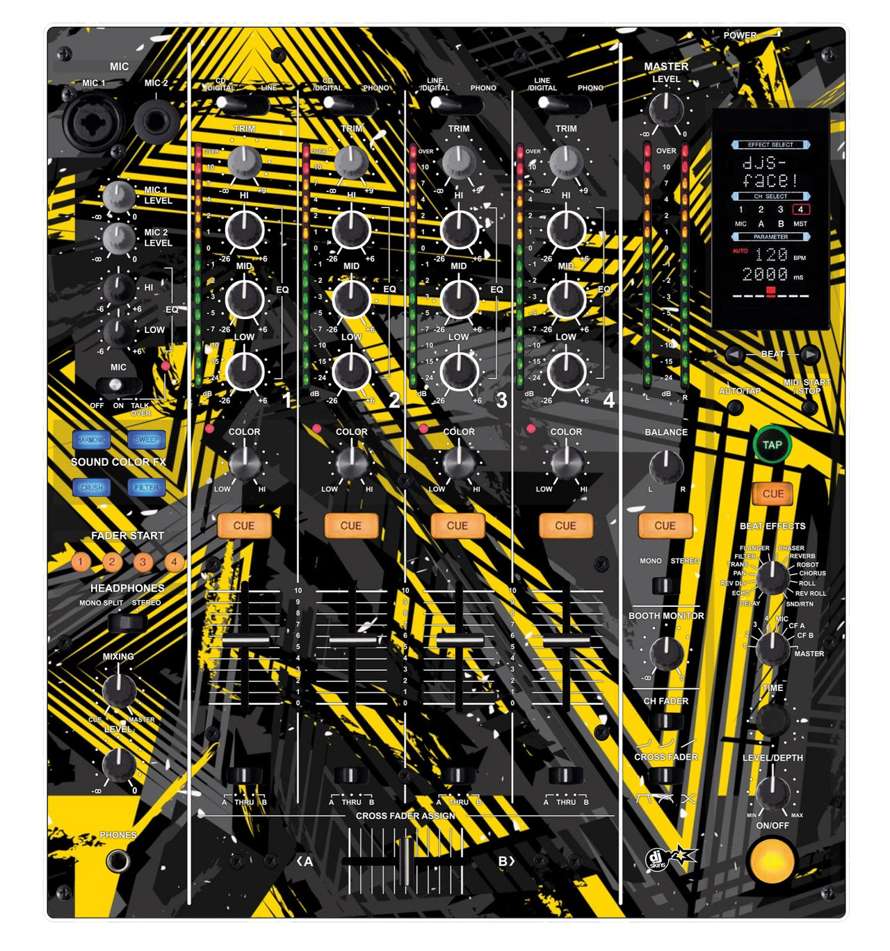 Pioneer DJ DJM 800 Skin Ridge Yellow