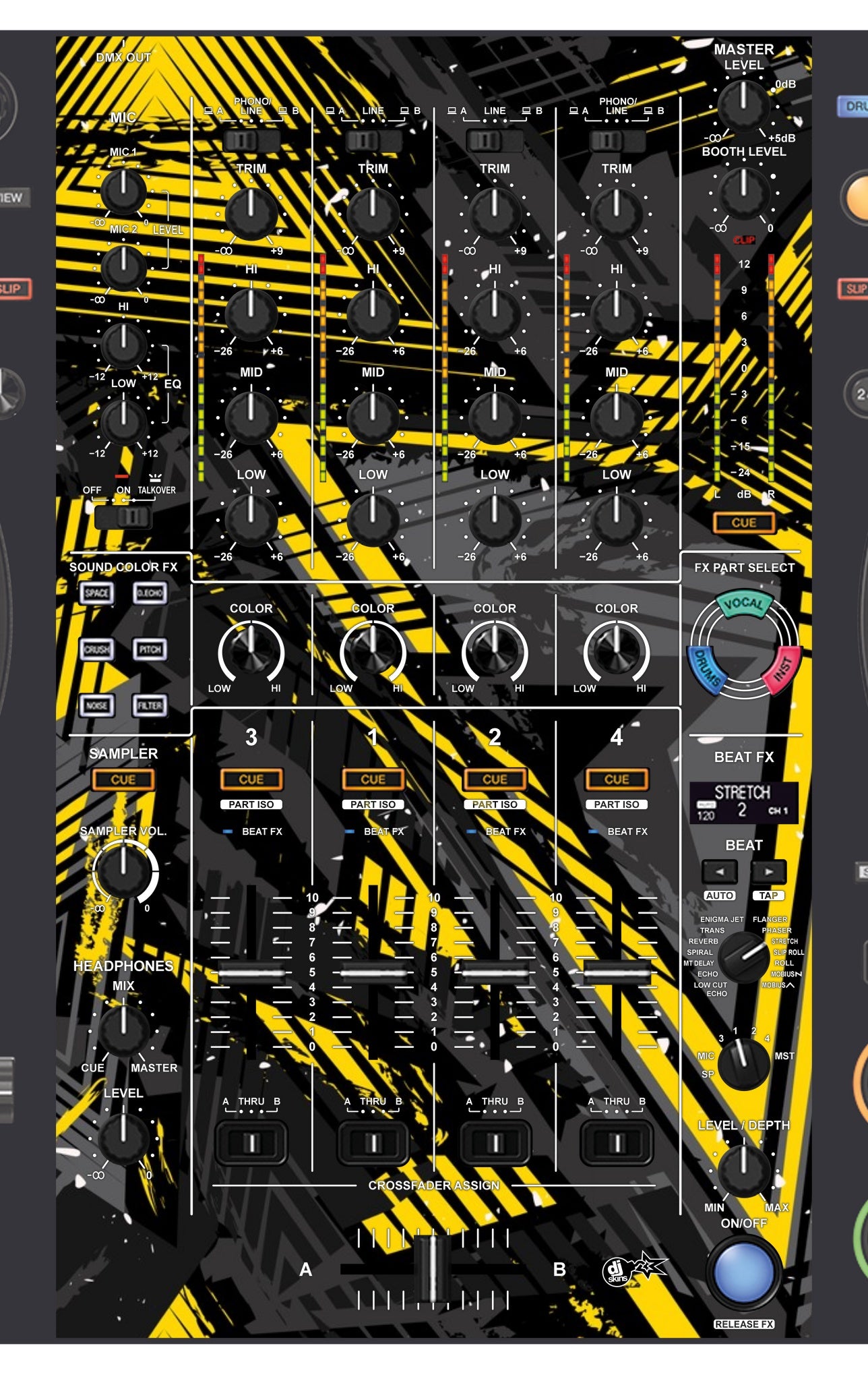 Pioneer DJ DDJ FLX10 MIXER Skin Ridge Yellow