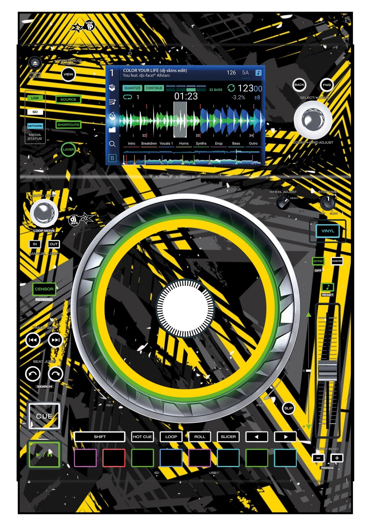 Denon DJ SC 5000 Skin Ridge Yellow
