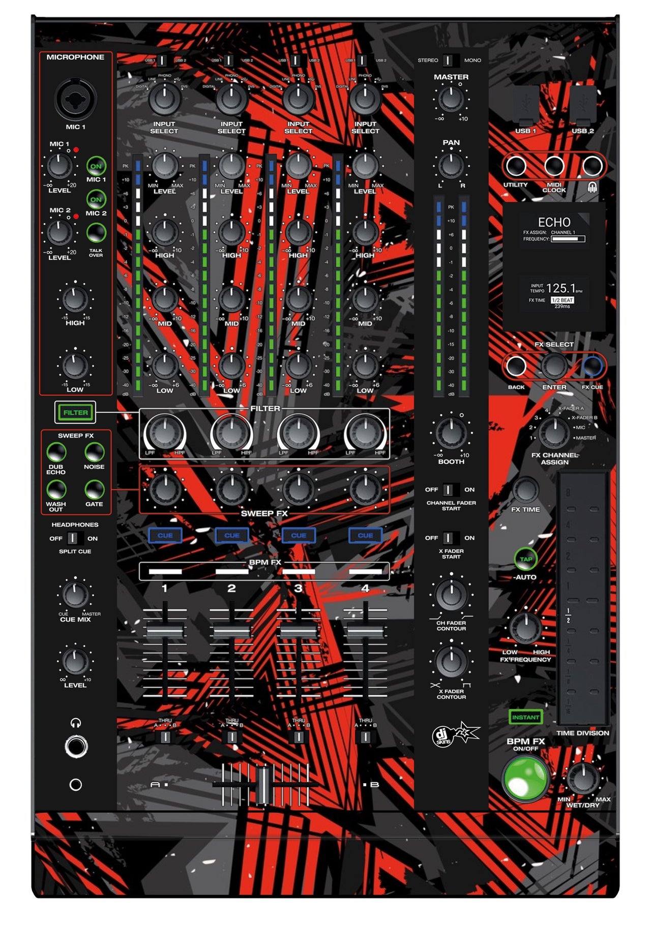 Denon DJ X 1800 Skin Ridge Red