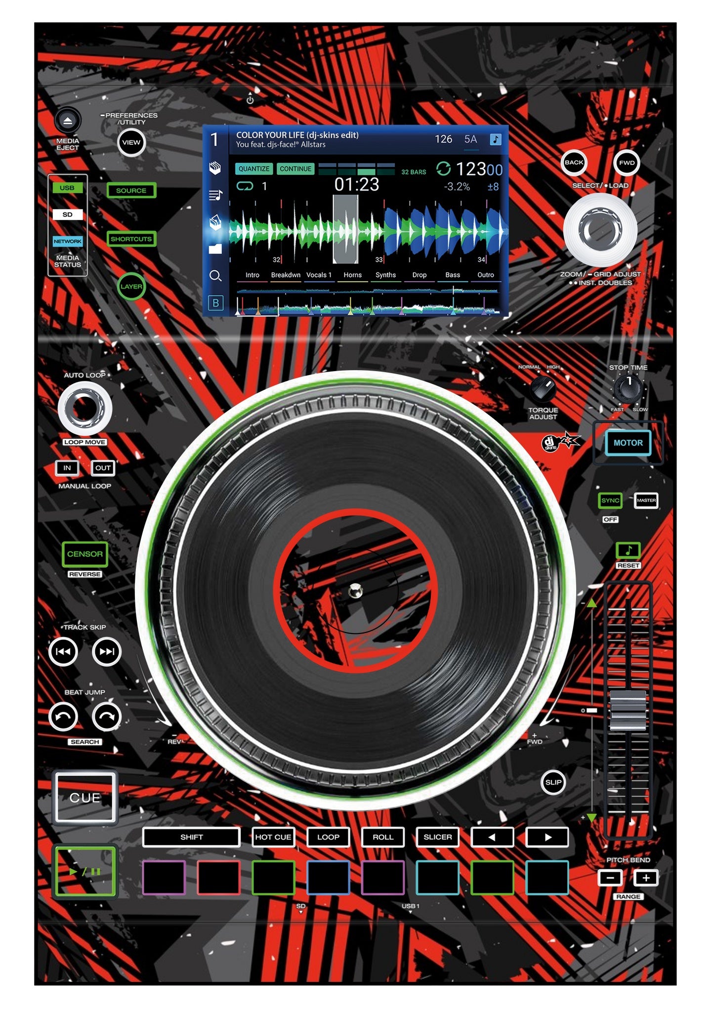 Denon DJ SC 5000 M Skin Ridge Red