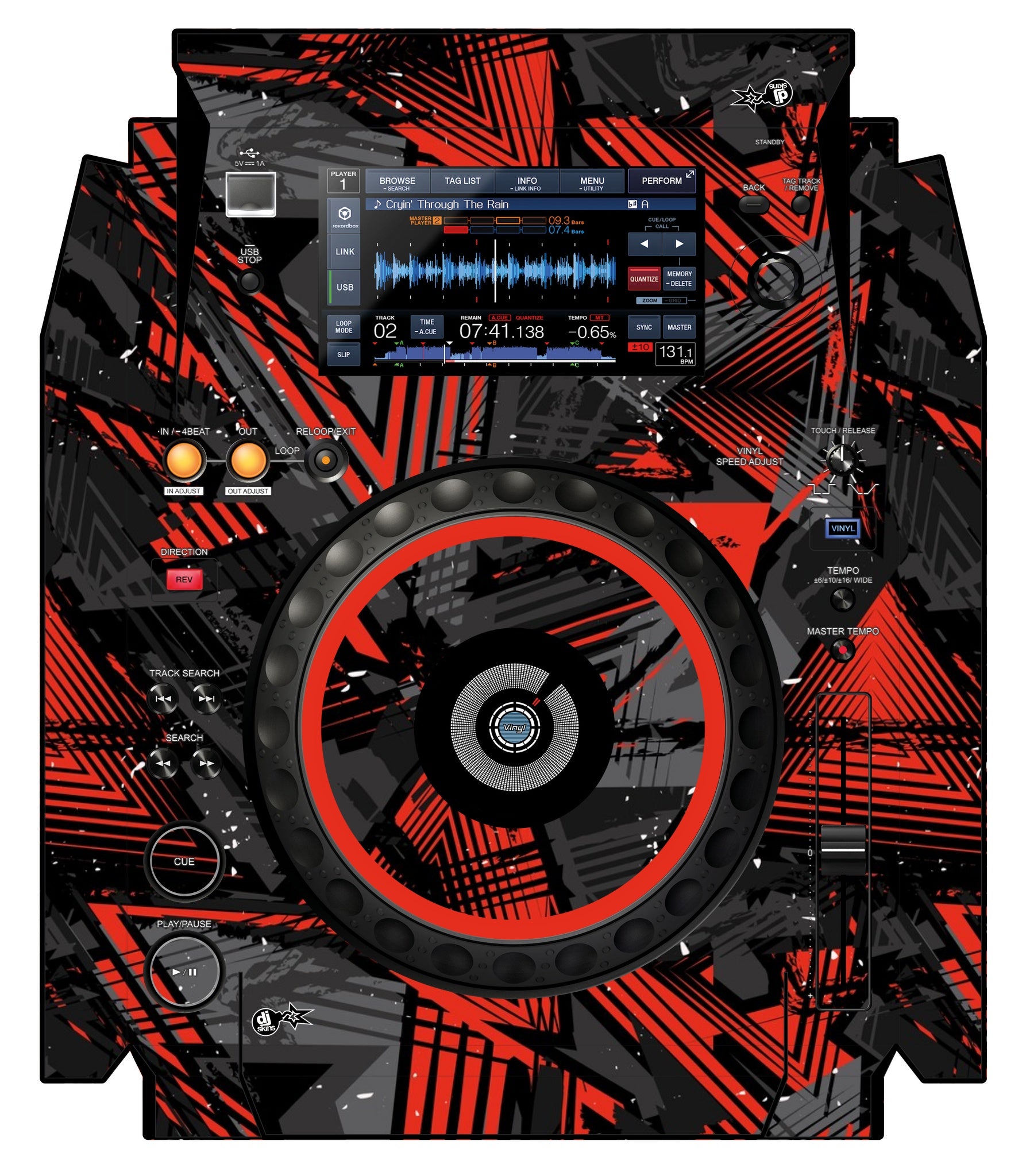 Pioneer DJ XDJ 1000 Skin Ridge Red