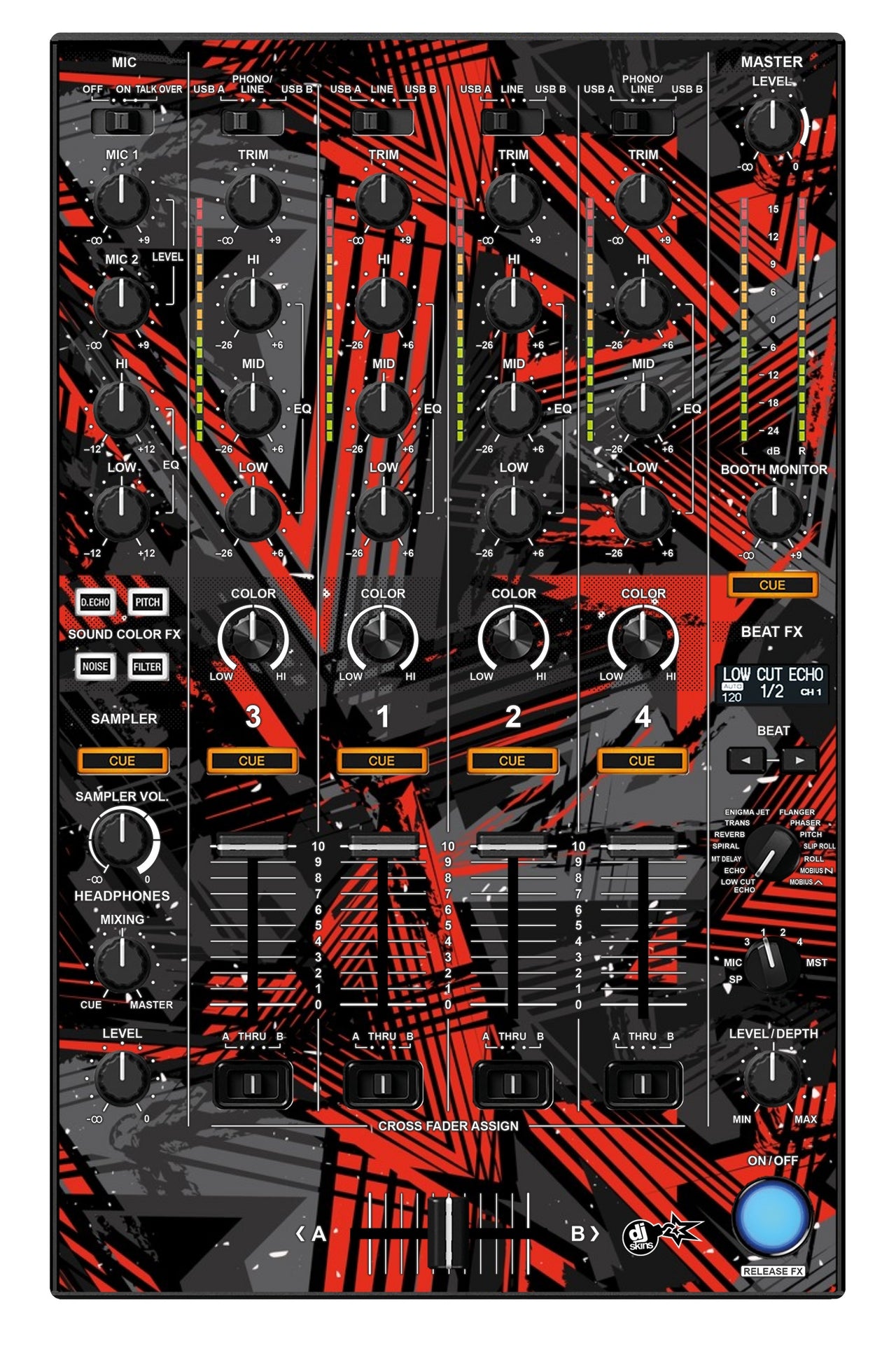 Pioneer DJ DDJ 1000 MIXER Skin Ridge Red