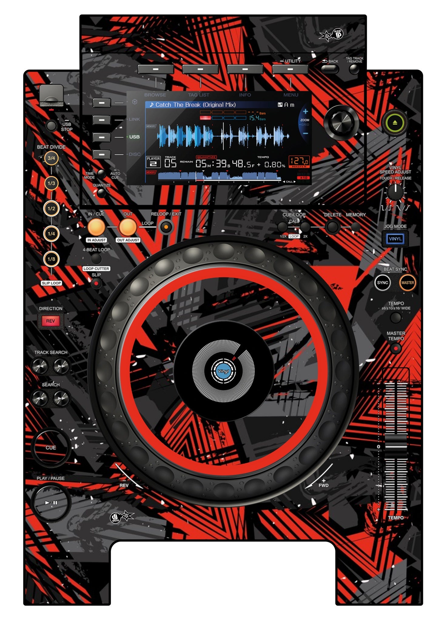 Pioneer DJ CDJ 900 NEXUS Skin Ridge Red