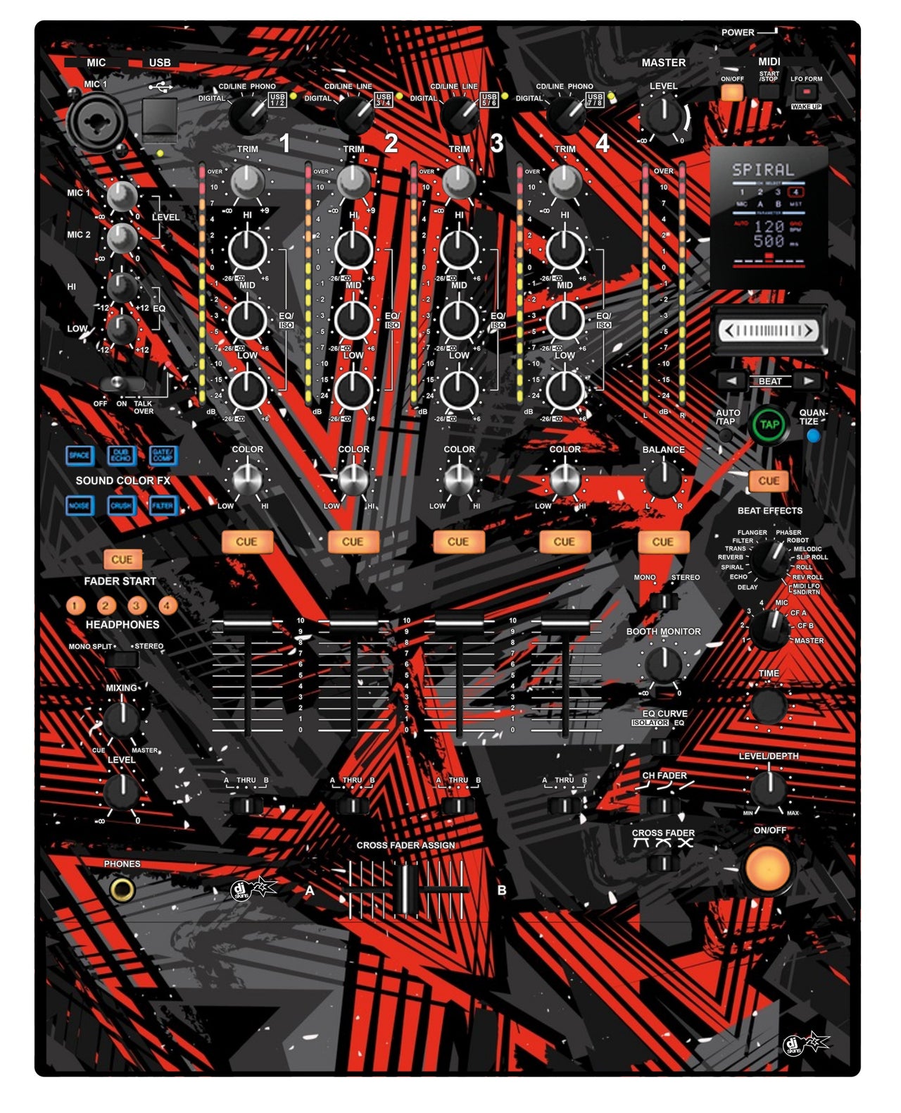 Pioneer DJ DJM 900 NEXUS Skin Ridge Red
