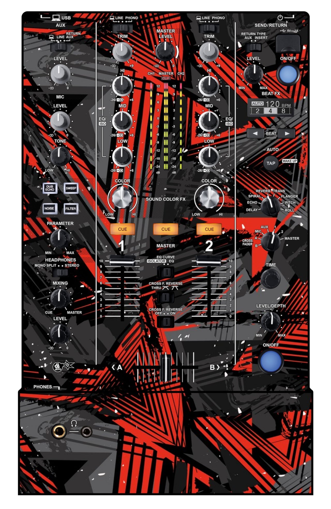 Pioneer DJ DJM 450 Skin Ridge Red