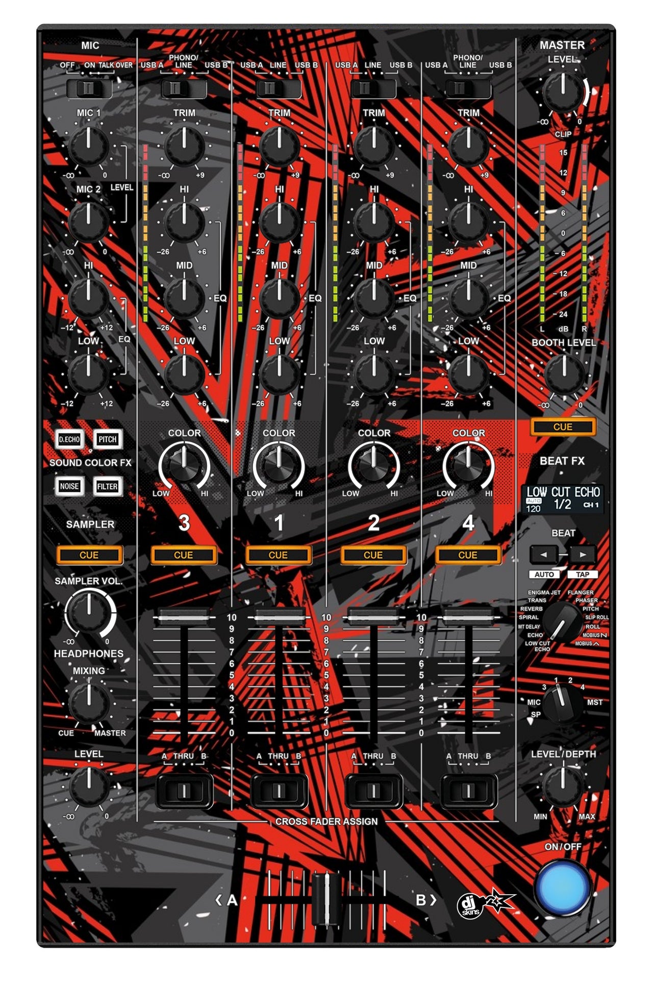 Pioneer DJ DDJ 1000 SRT MIXER Skin Ridge Red