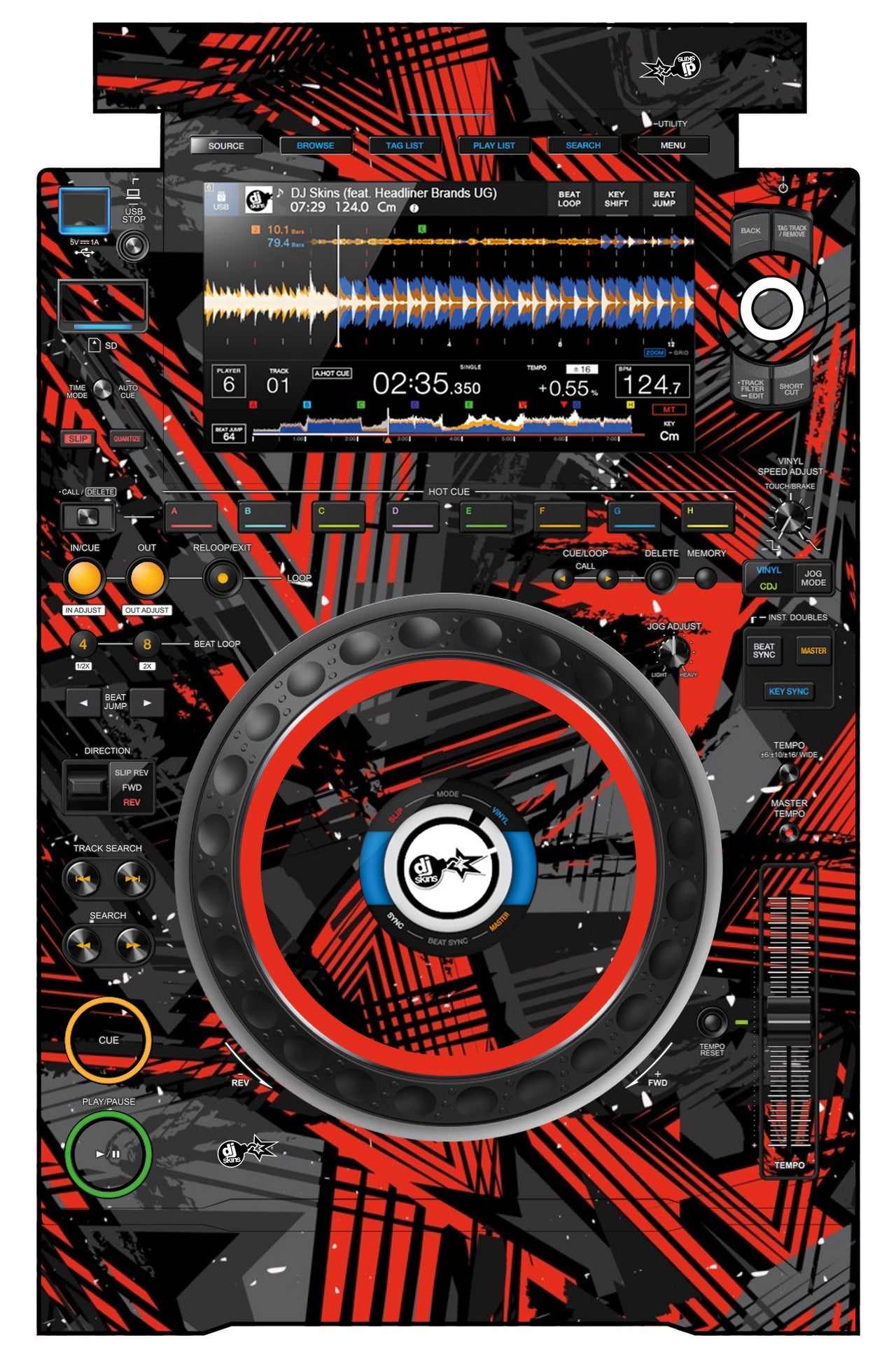 Pioneer DJ CDJ 3000 Skin Ridge Red