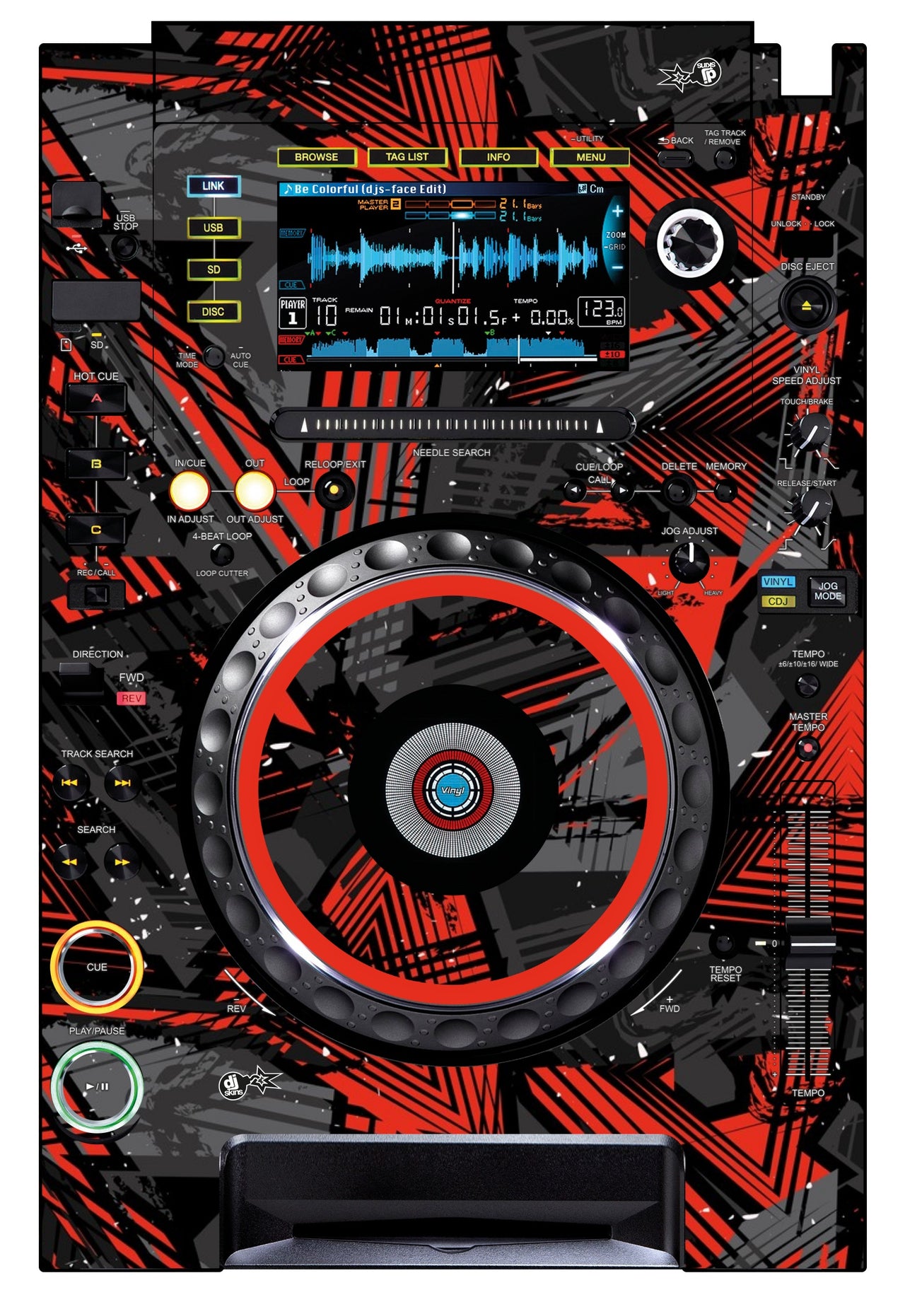 Pioneer DJ CDJ 2000 Skin Ridge Red