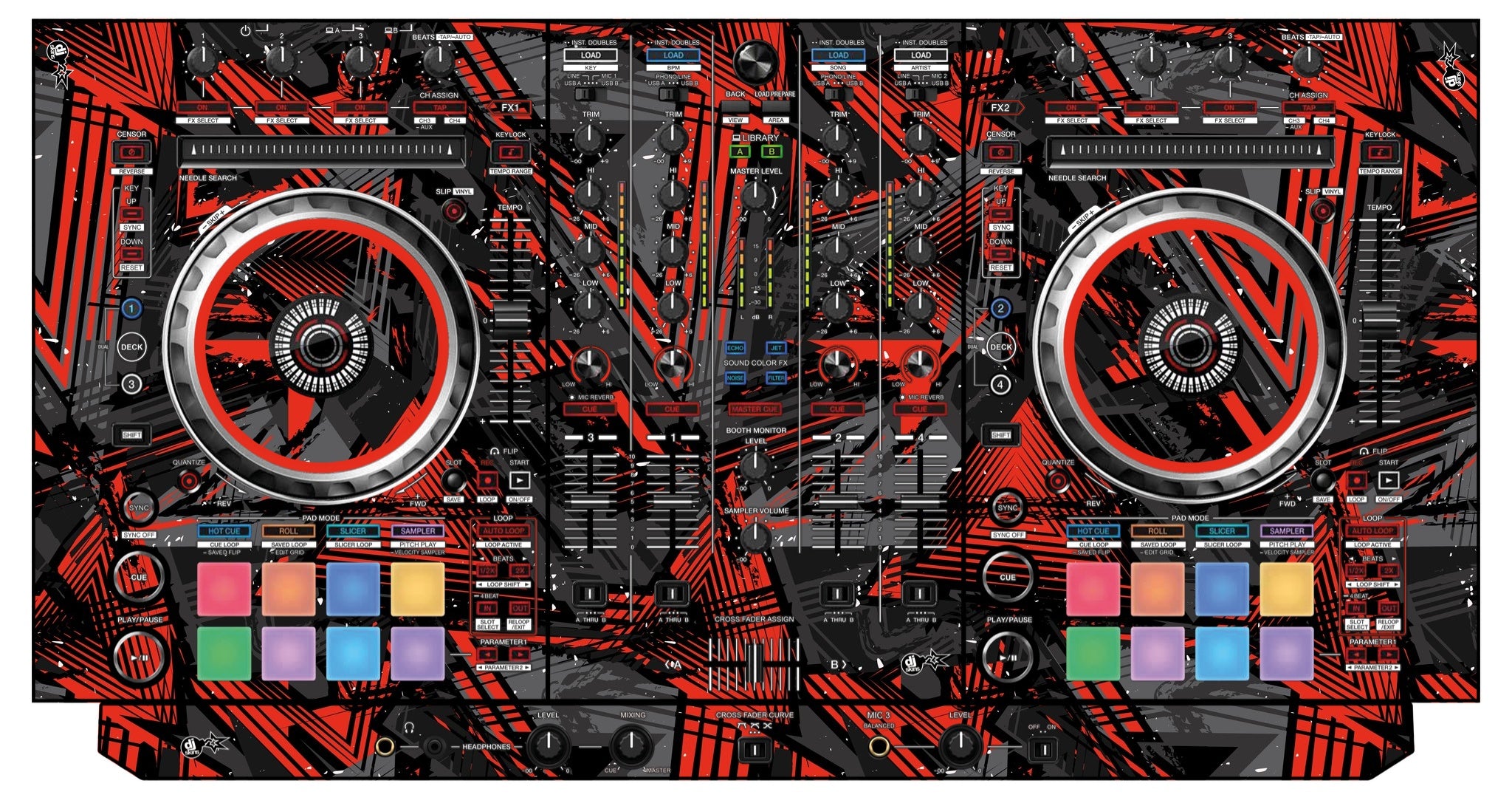 Pioneer DJ DDJ SX 3 Skin Ridge Red
