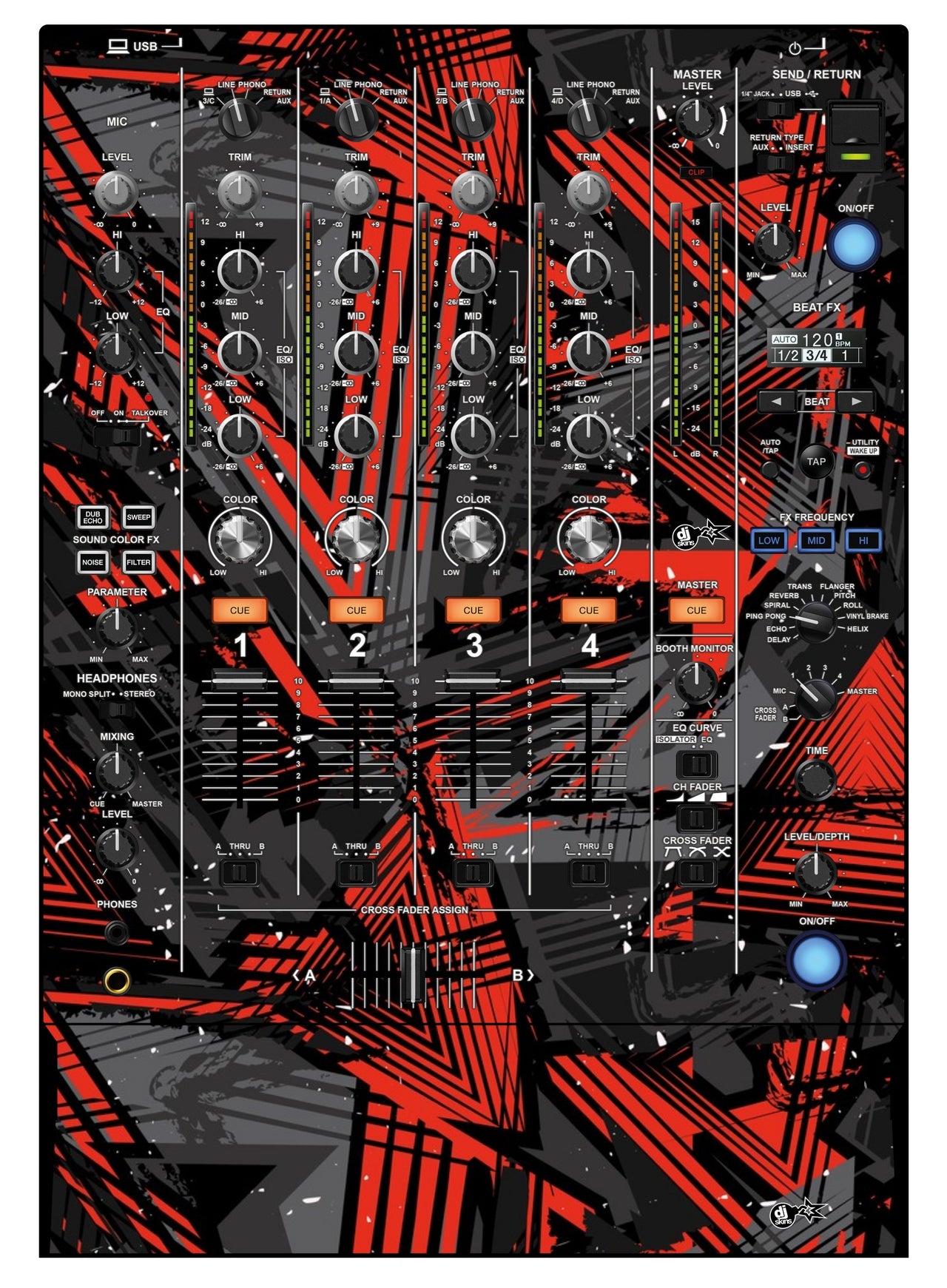 Pioneer DJ DJM 750 MK2 Skin Ridge Red