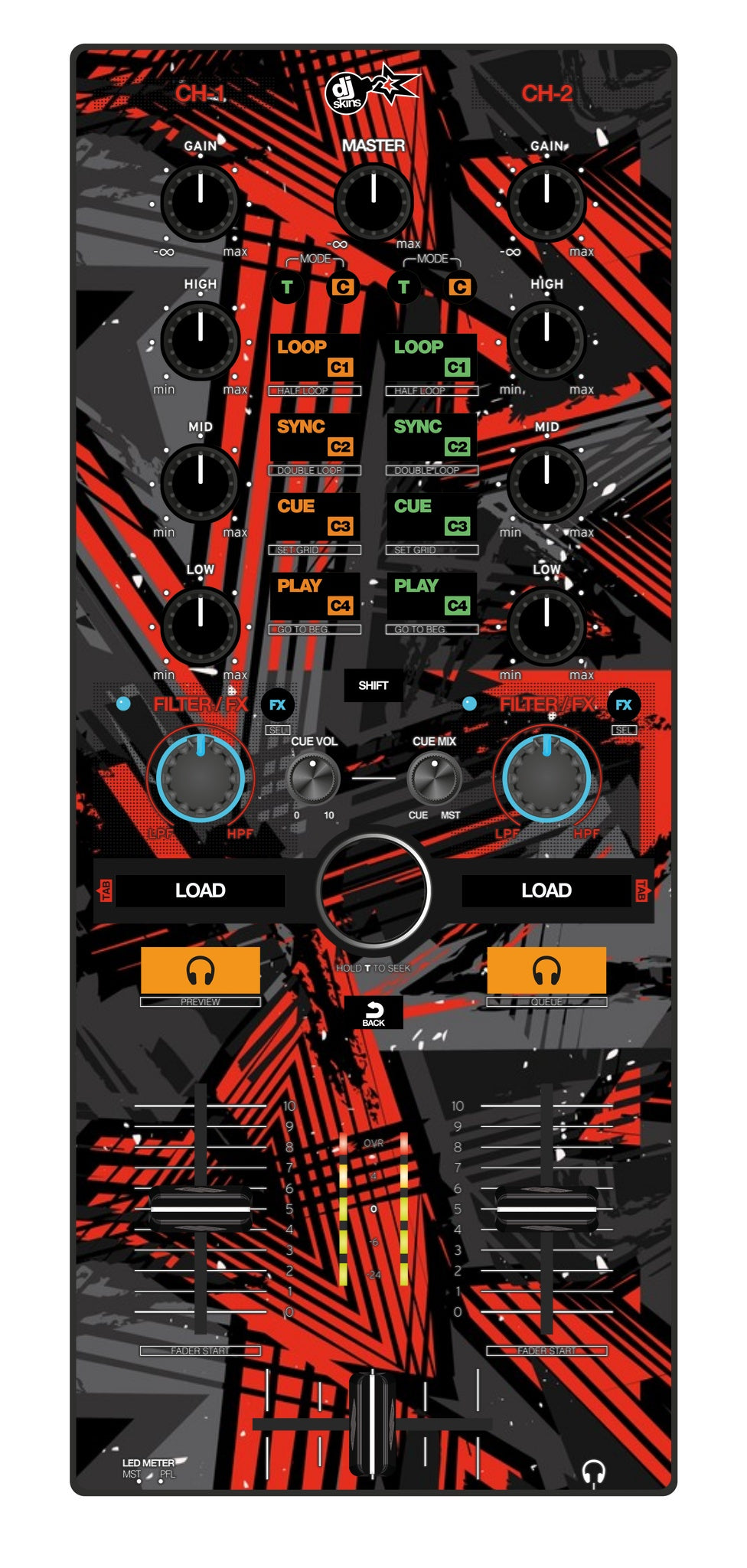 Reloop Mixtour Skin Ridge Red