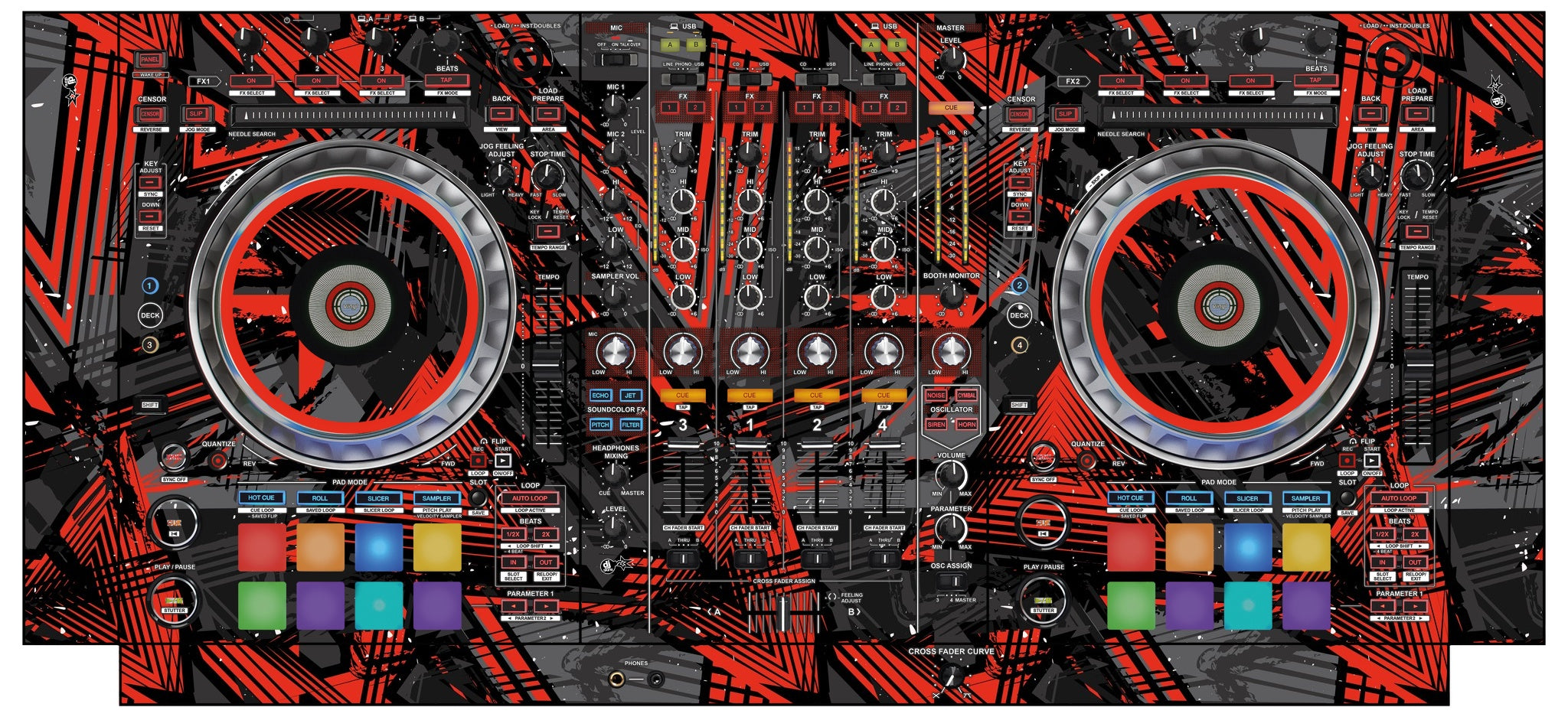 Pioneer DJ DDJ SZ 2 Skin Ridge Red