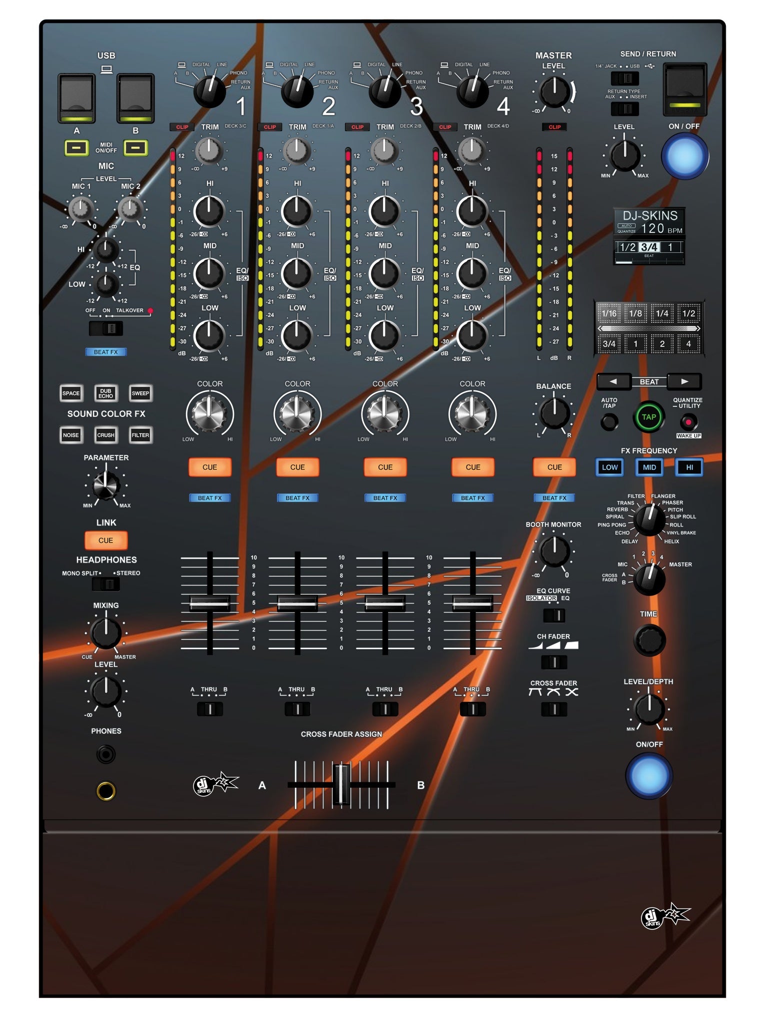 Pioneer DJ DJM 900 NEXUS 2 Skin Rifter Orange