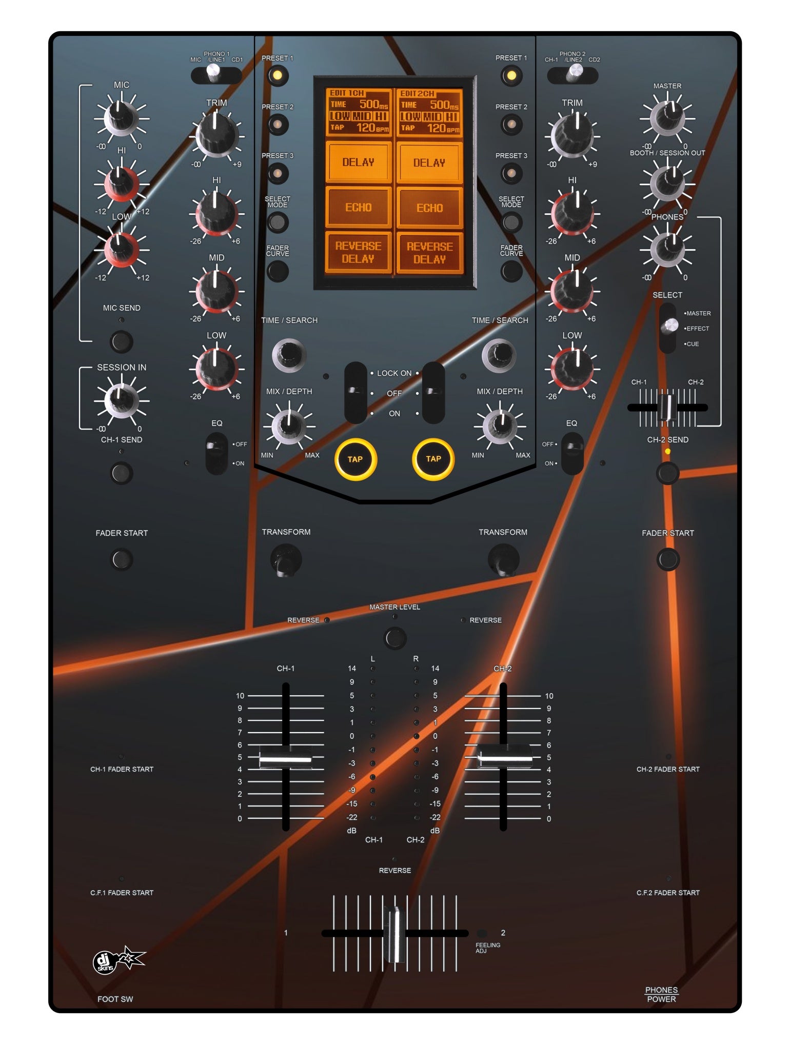 Pioneer DJ DJM 909 Skin Rifter Orange