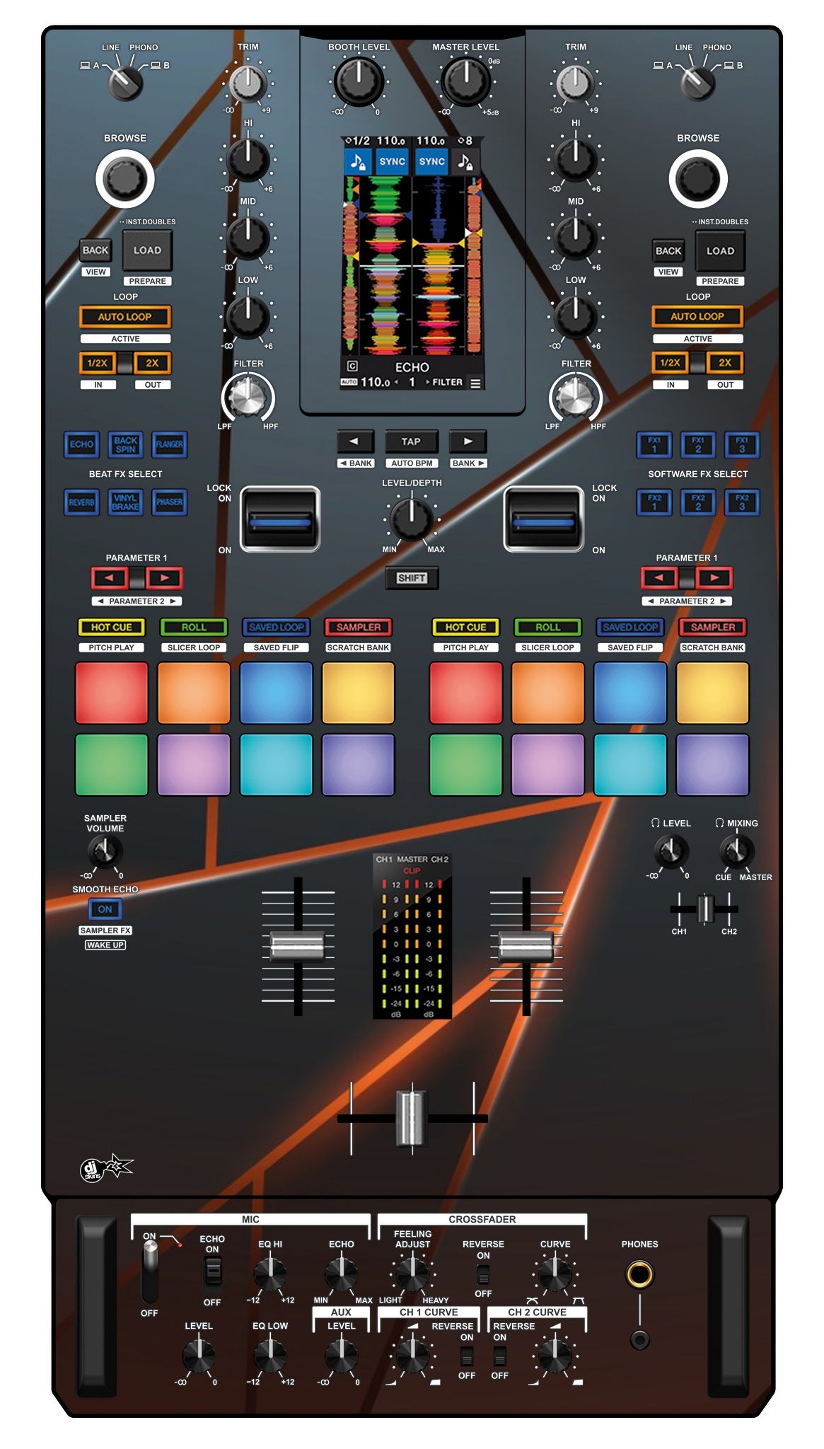 Pioneer DJ DJM S11 Skin Rifter Orange