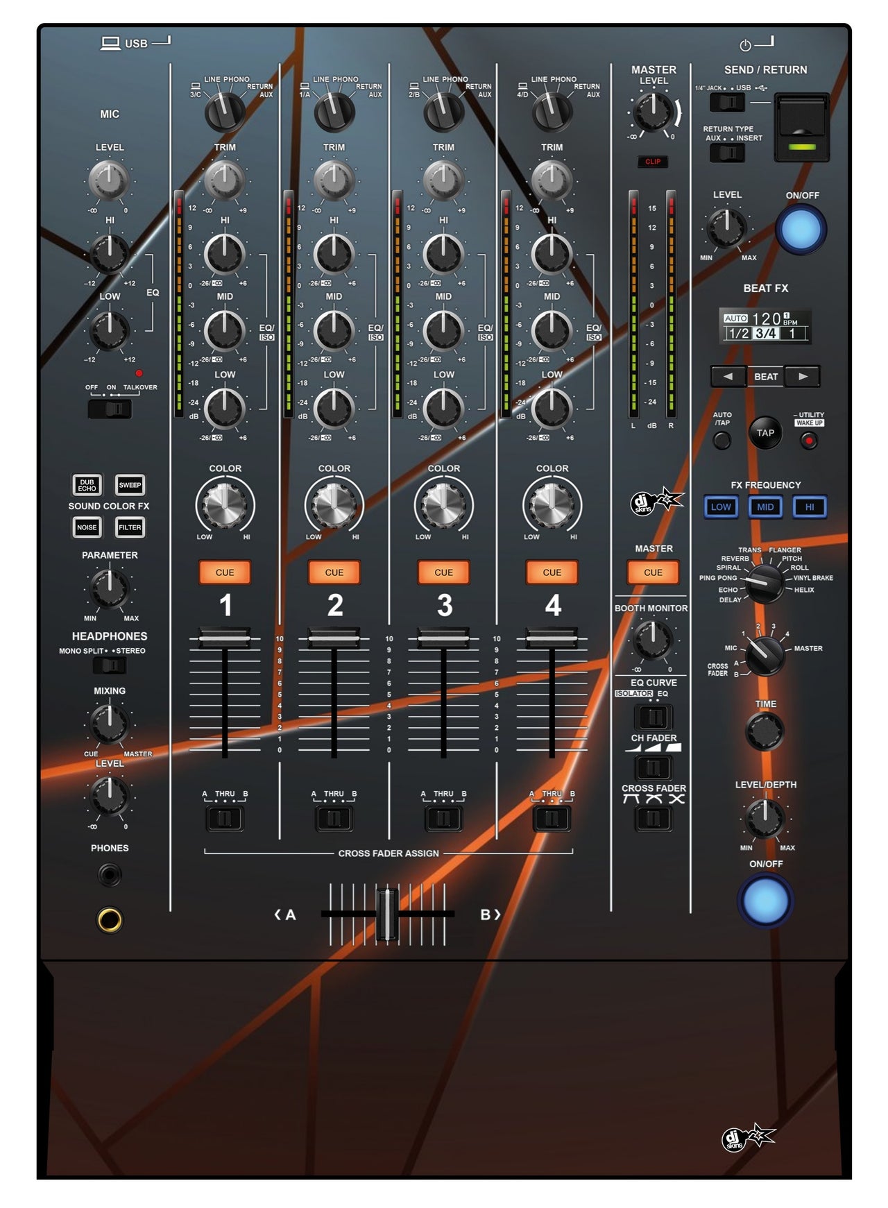 Pioneer DJ DJM 750 MK2 Skin Rifter Orange
