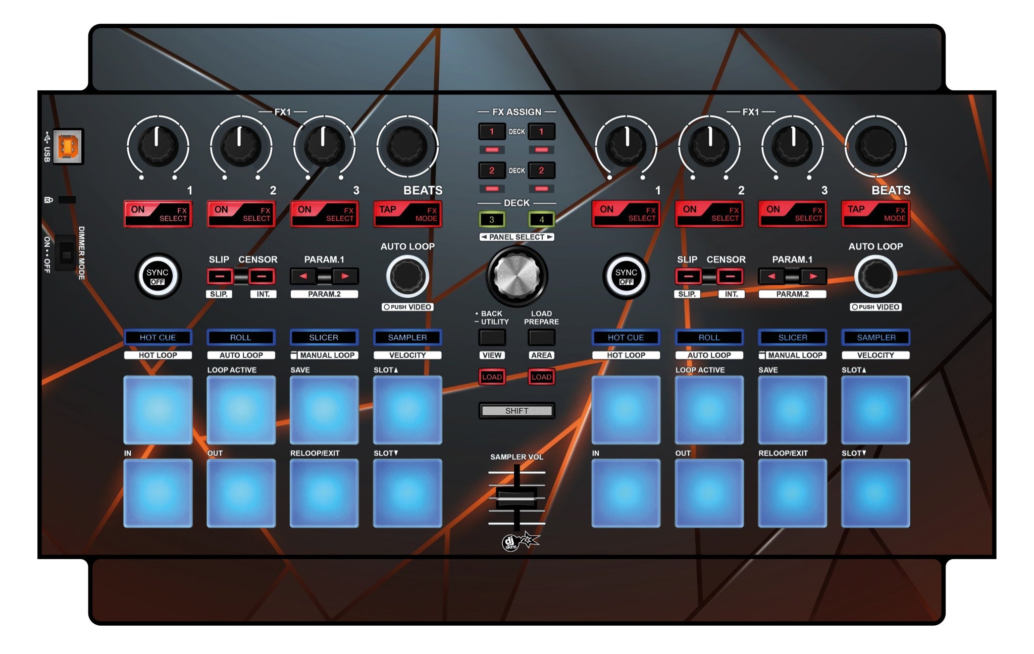 Pioneer DJ DDJ SP 1 Skin Rifter Orange