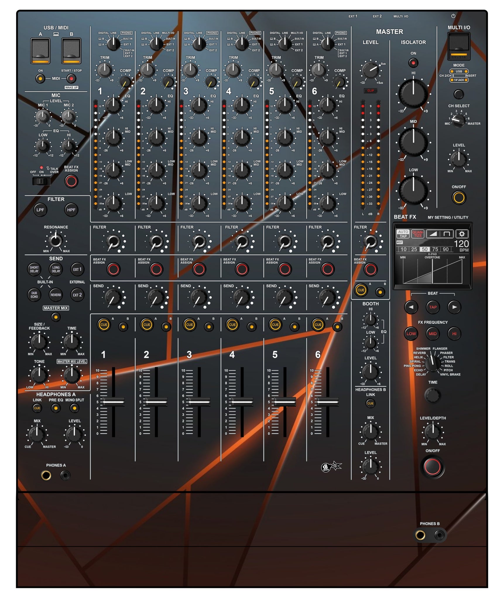 Pioneer DJ DJM V10 LF Skin Rifter Orange