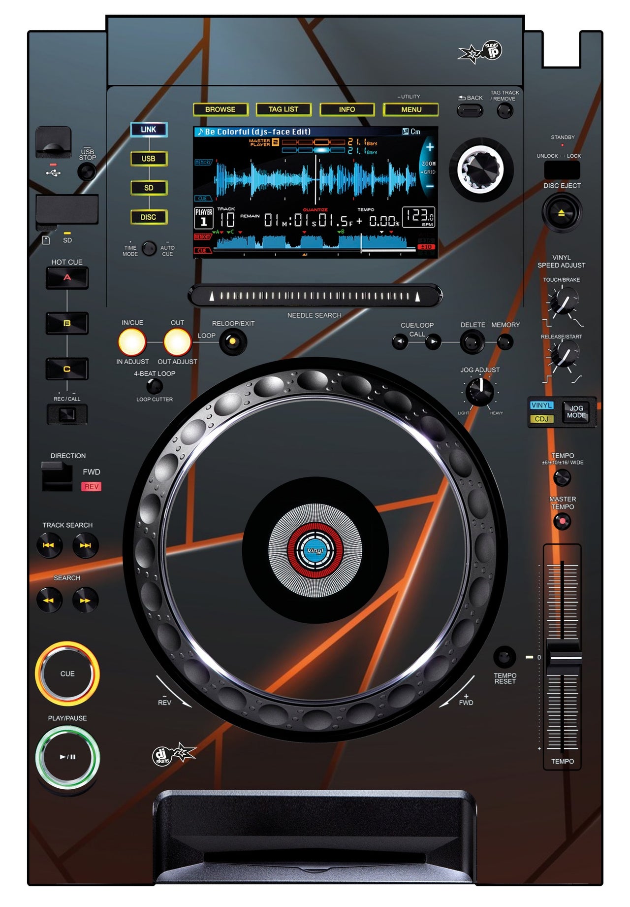 Pioneer DJ CDJ 2000 Skin Rifter Orange