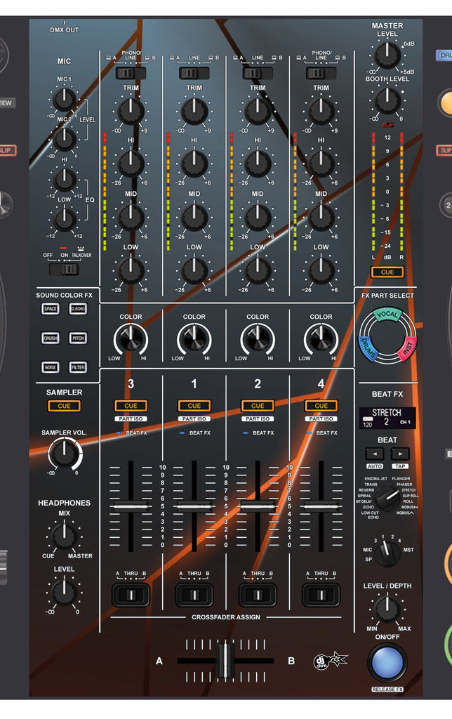 Pioneer DJ DDJ FLX10 MIXER Skin Rifter Orange