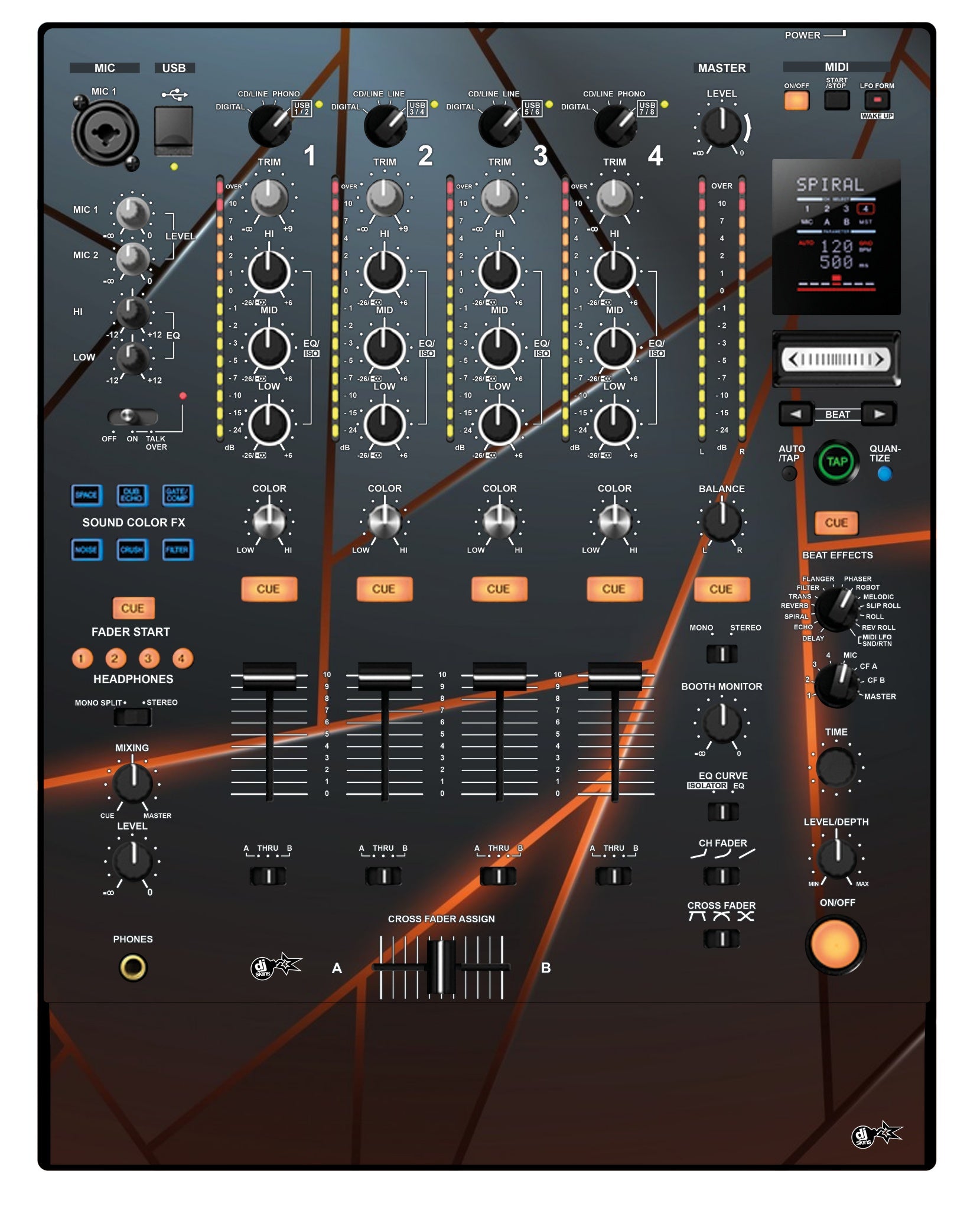 Pioneer DJ DJM 900 NEXUS Skin Rifter Orange